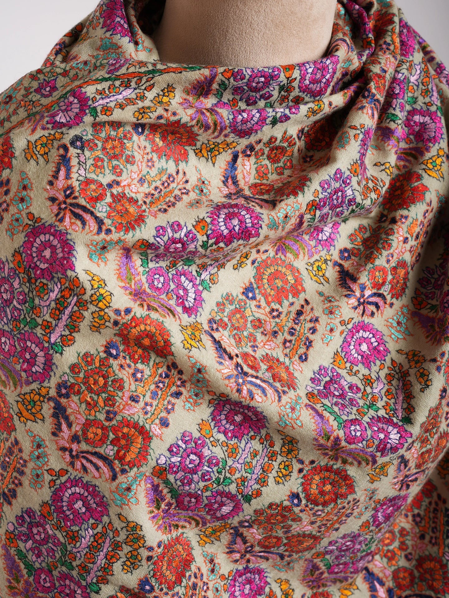 Art Silk Hand Embroidered Indian Shawl Shahkaar