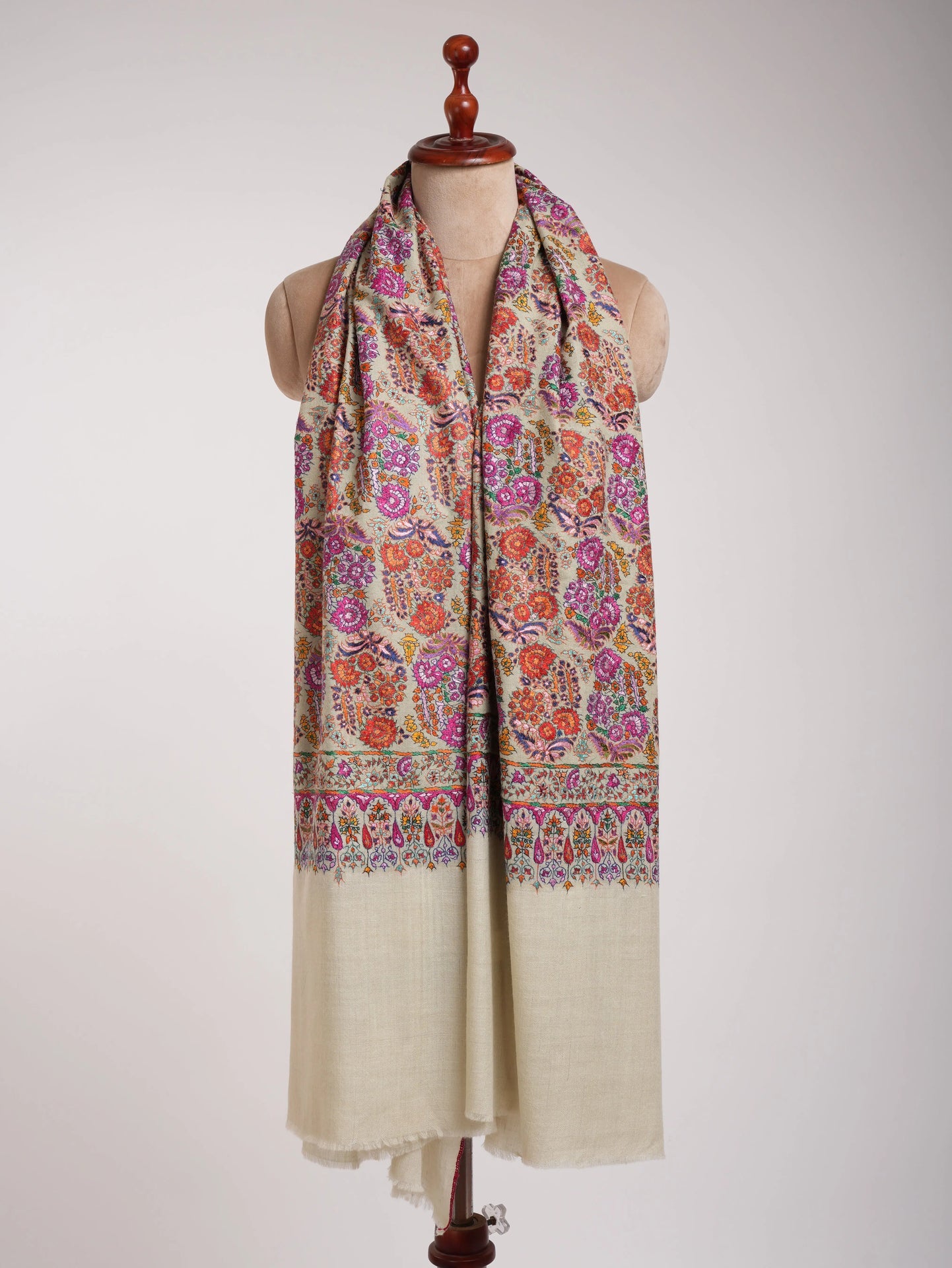 Art Silk Hand Embroidered Indian Shawl Shahkaar