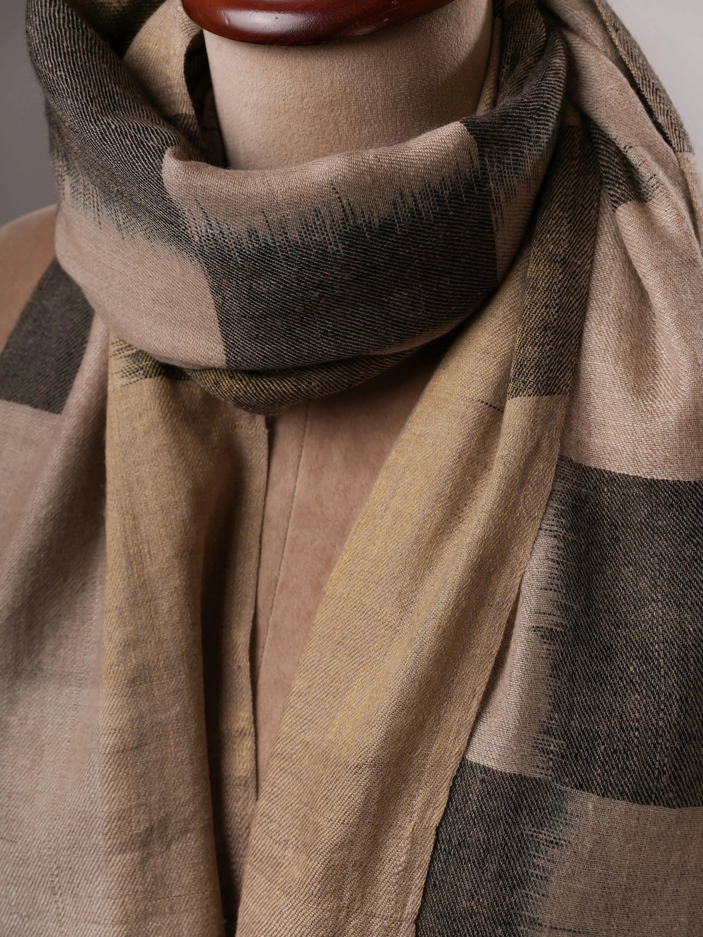 Artisan Ikat Pashmina Shawl Featuring Subtle Zari Detailing