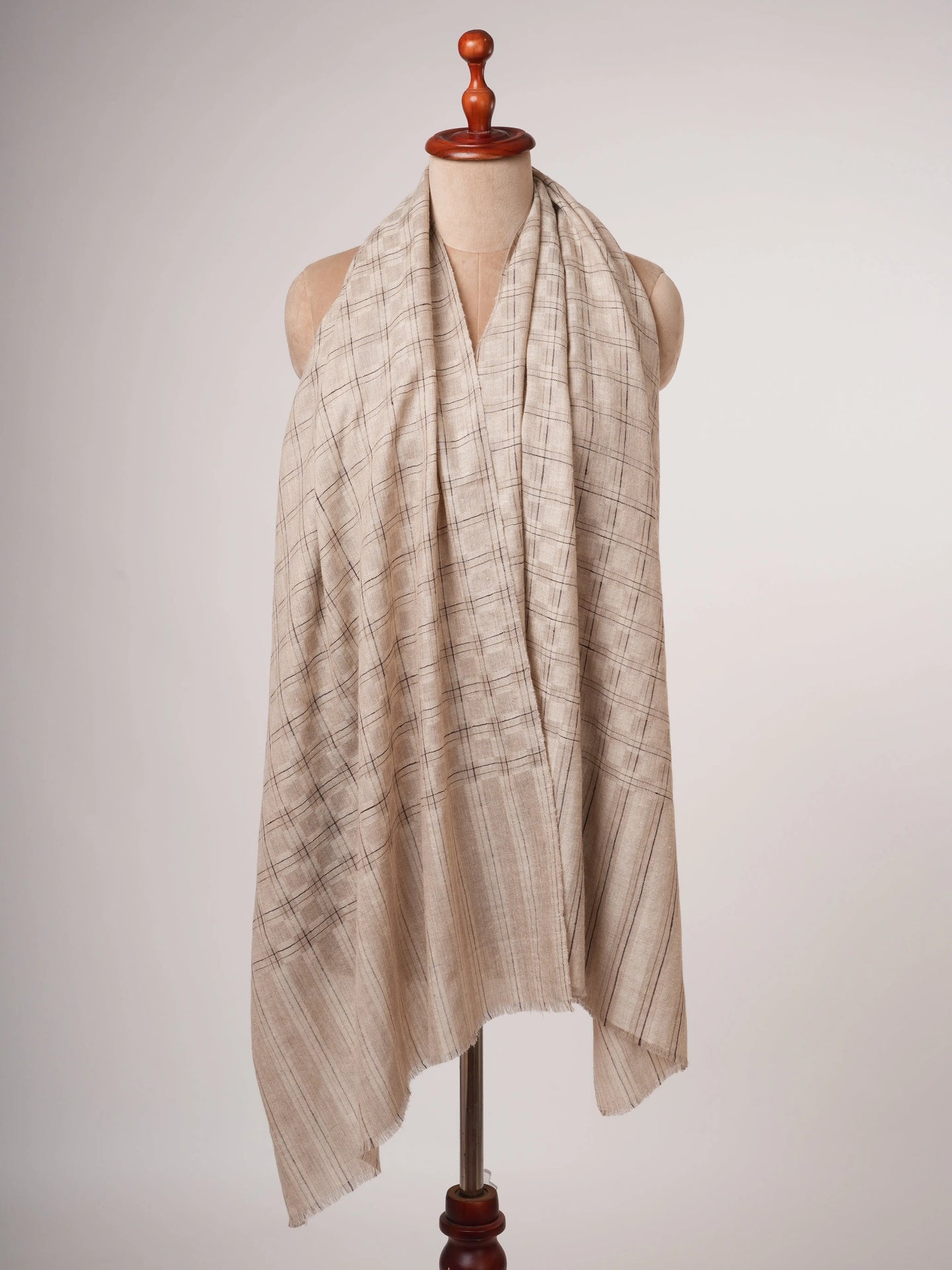 Beige Off White Dual Shade Baby Soft Cashmere Scarf Lightweight and Elegant Shahkaar