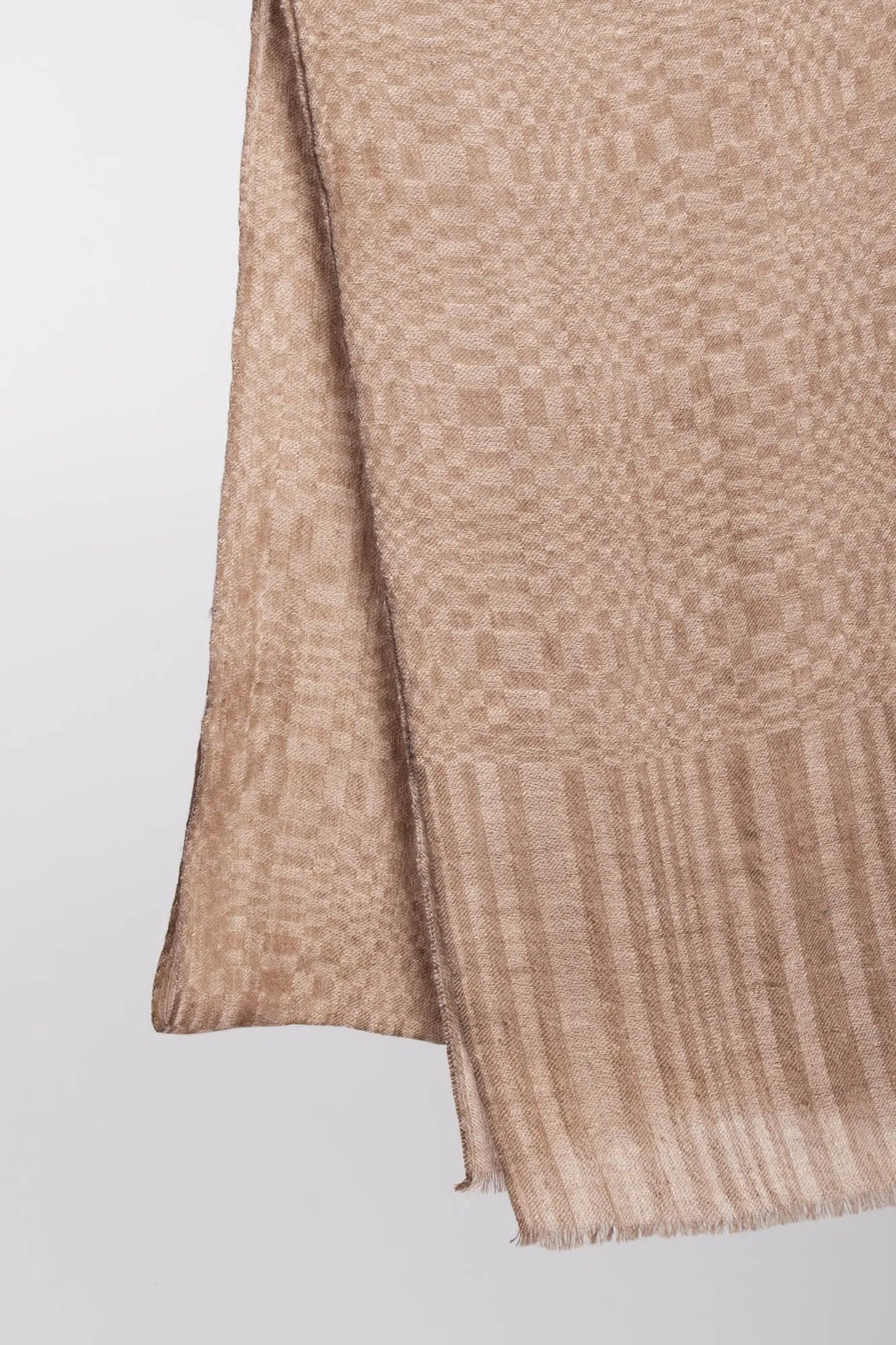 Beige White Football Texture Weave Featherlight Cashmere - NORWALK Shahkaar