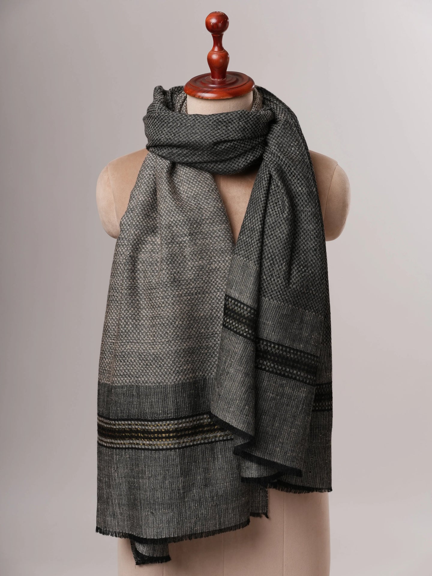 Black White New Generation Pashmina Wrap - WIRRAL Shahkaar