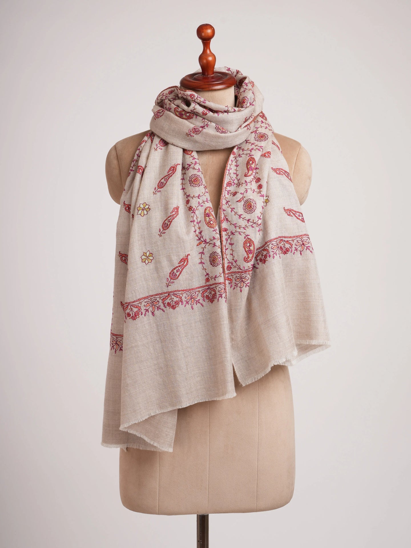 Buteh Khatras Hand Embroidered Pure Cashmere Wrap Shahkaar