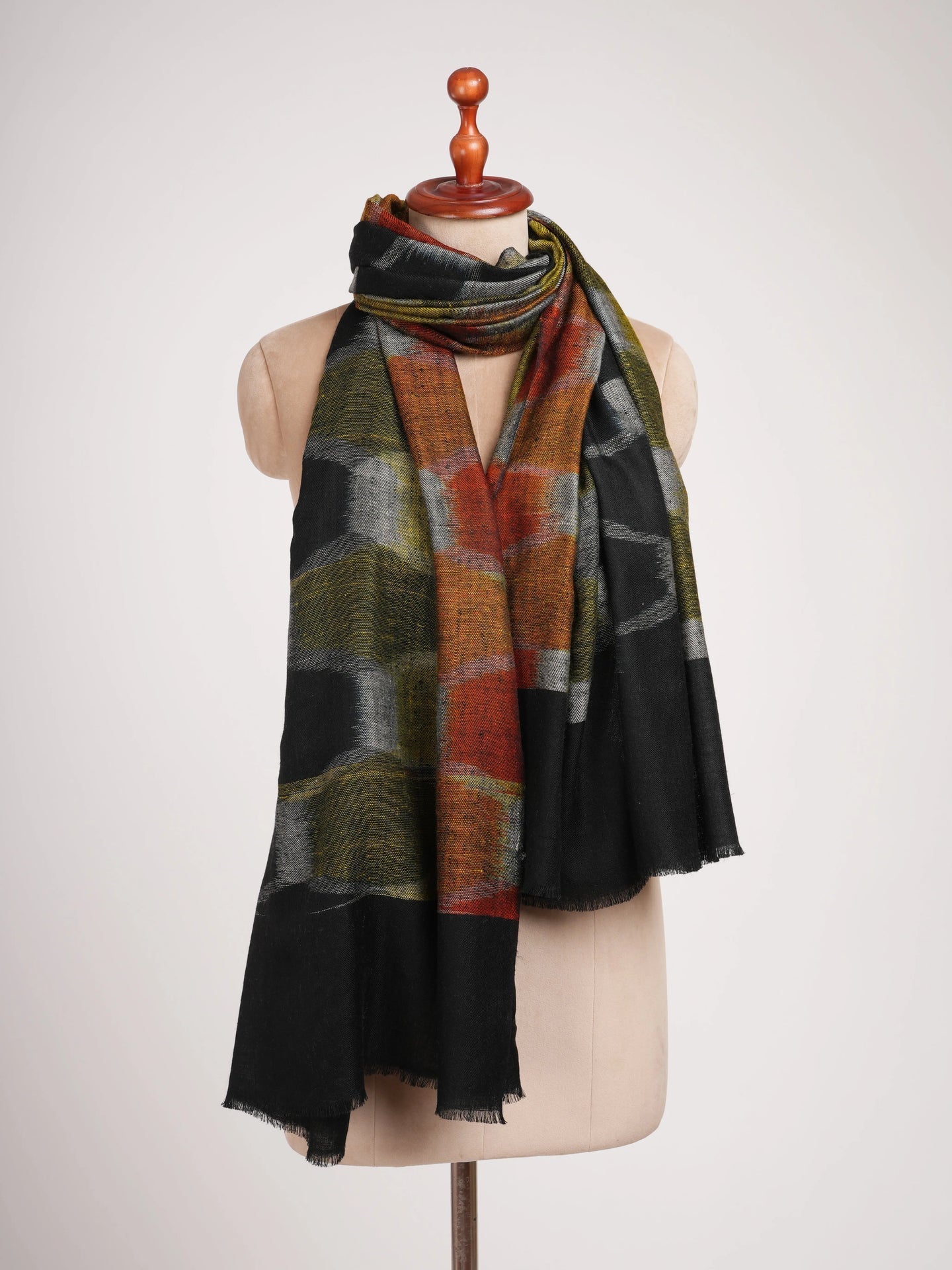 Contemporary Featherlight Ikat Pashmina Shawl Shahkaar