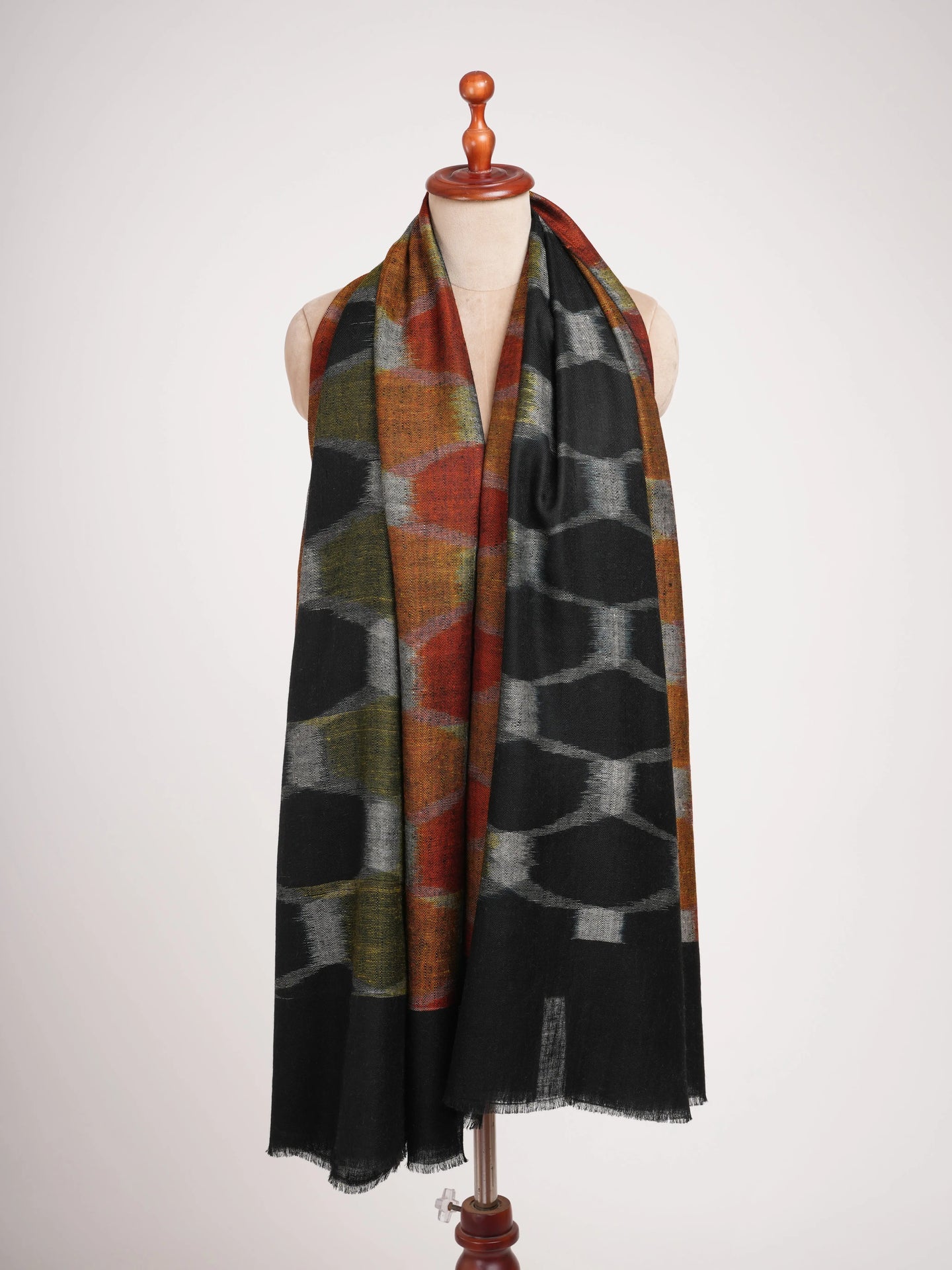 Contemporary Featherlight Ikat Pashmina Shawl Shahkaar