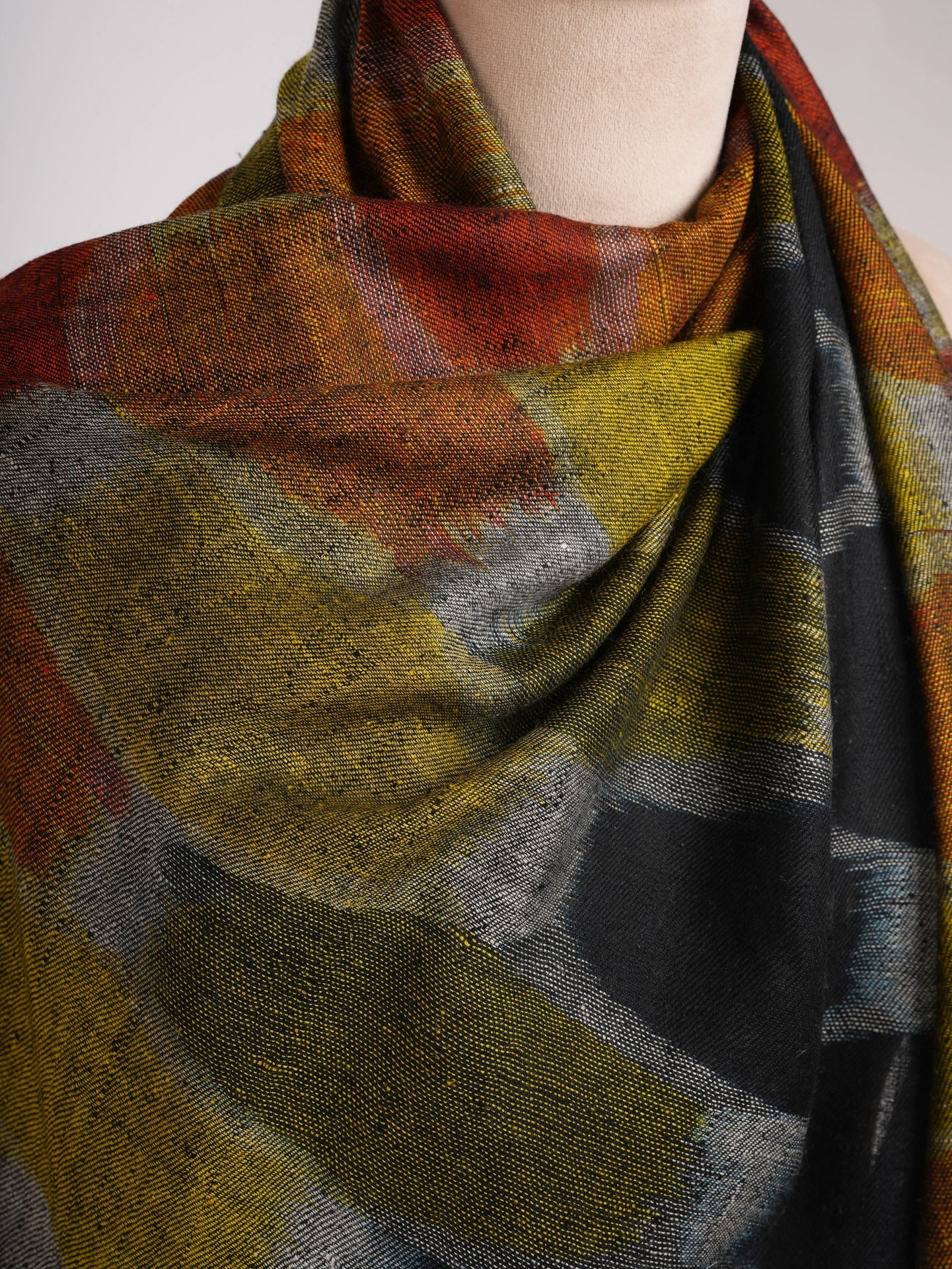 Contemporary Featherlight Ikat Pashmina Shawl Shahkaar