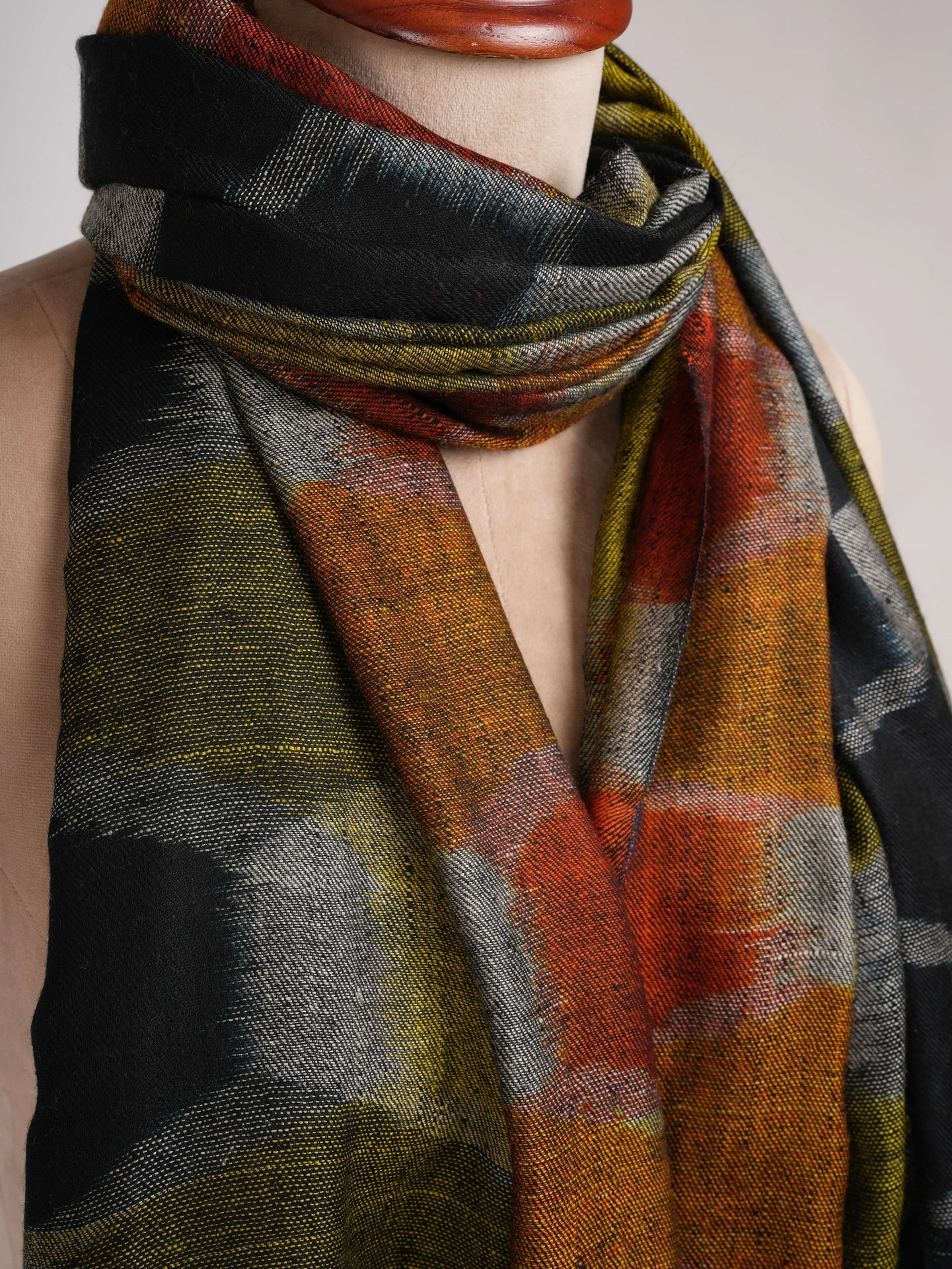 Contemporary Featherlight Ikat Pashmina Shawl Shahkaar