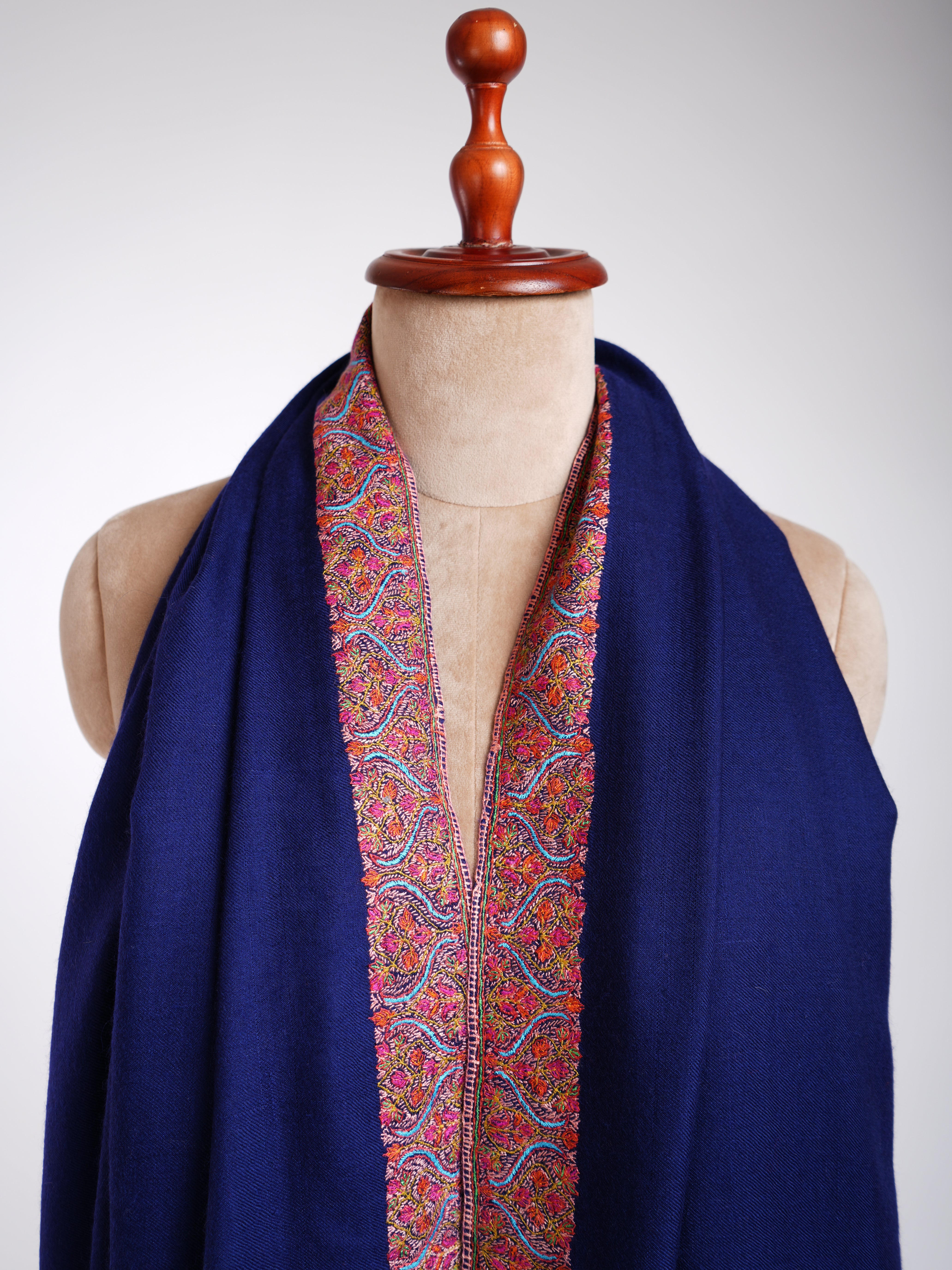 深蓝色纯Pashmina系列披肩