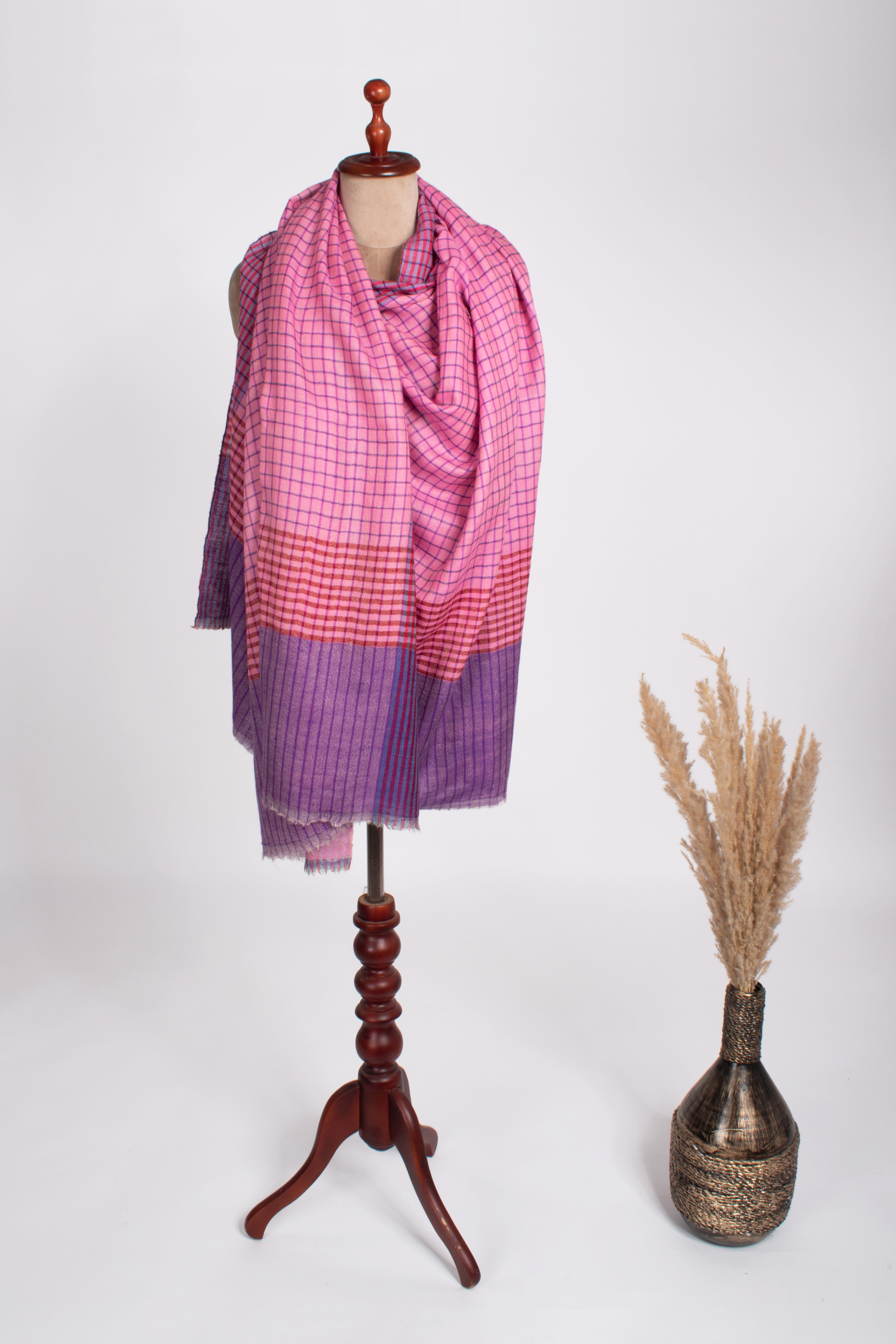 Two Leaf Pink Dorukha Pashmina Shawl