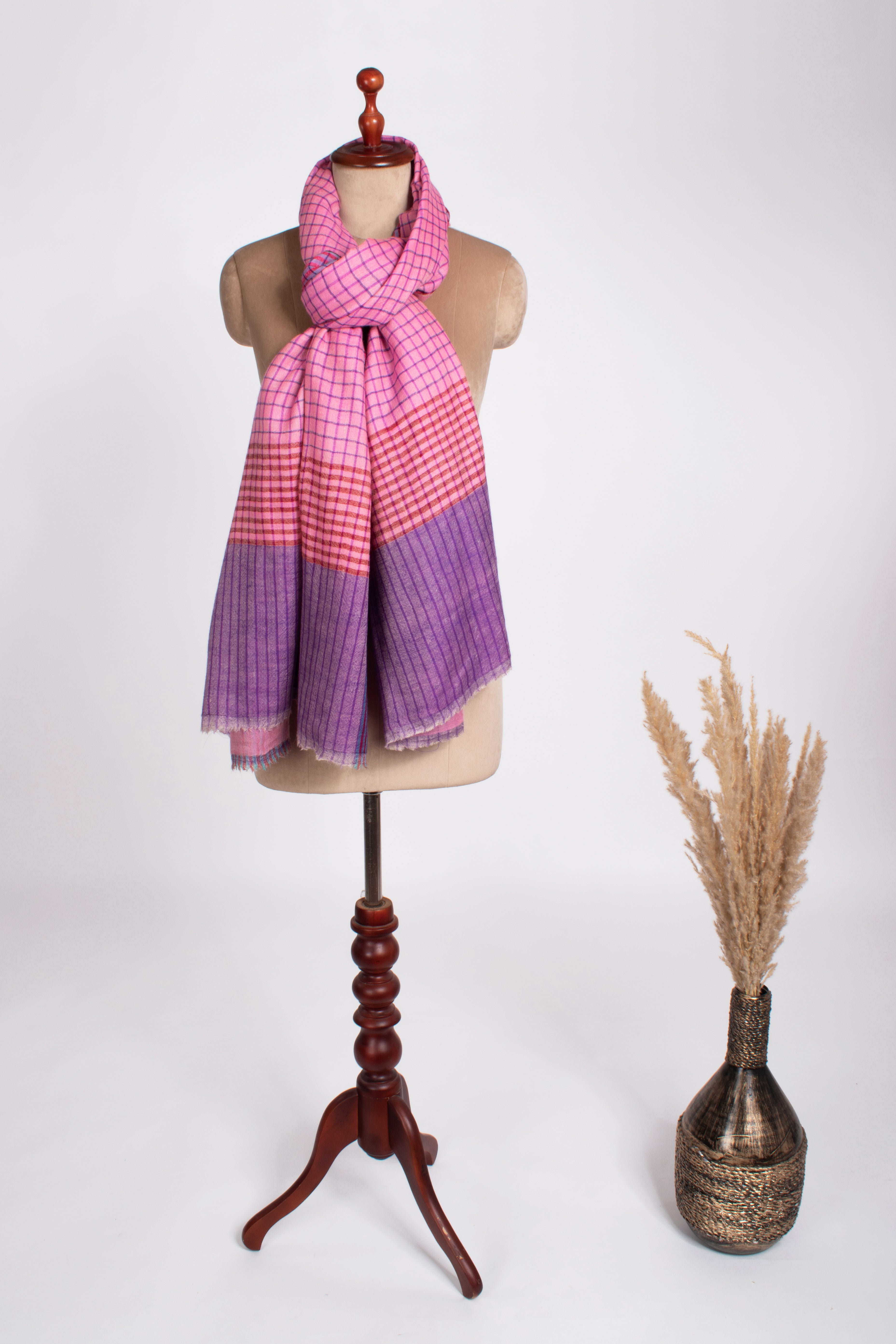 Two Leaf Pink Dorukha Pashmina Shawl