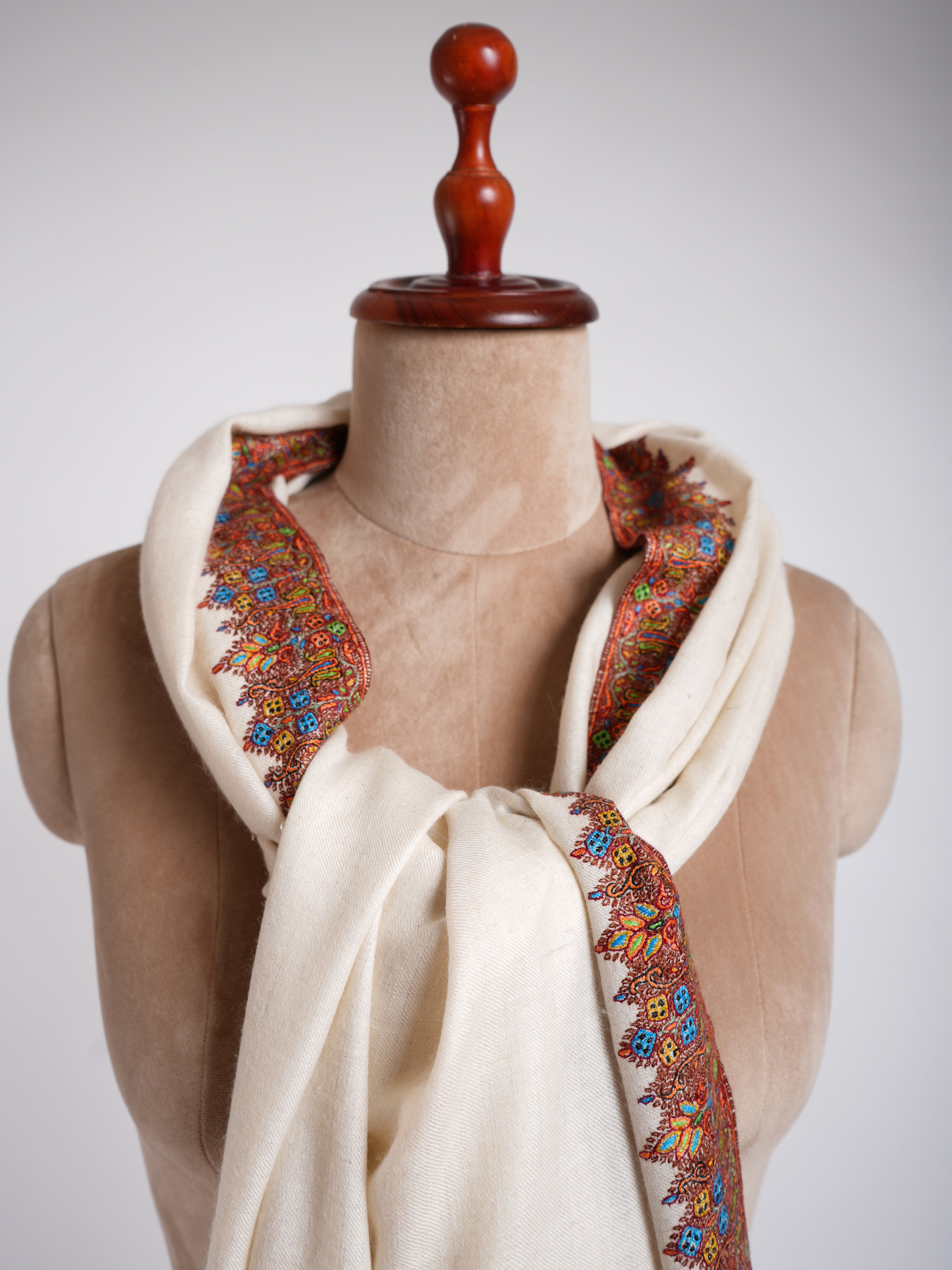 Pashmina Royal Vagues Blanches Naturelles