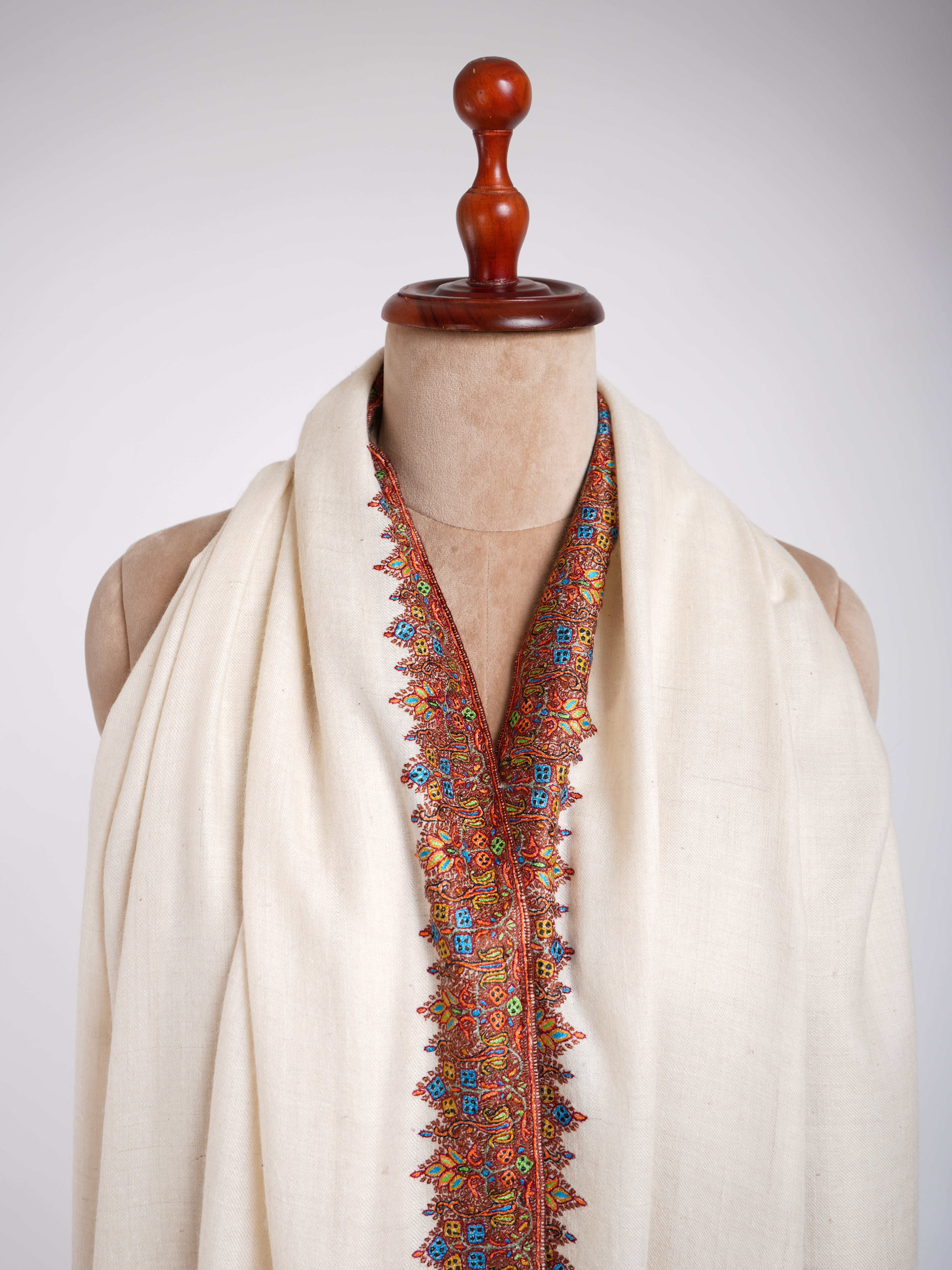 Pashmina Royal Vagues Blanches Naturelles