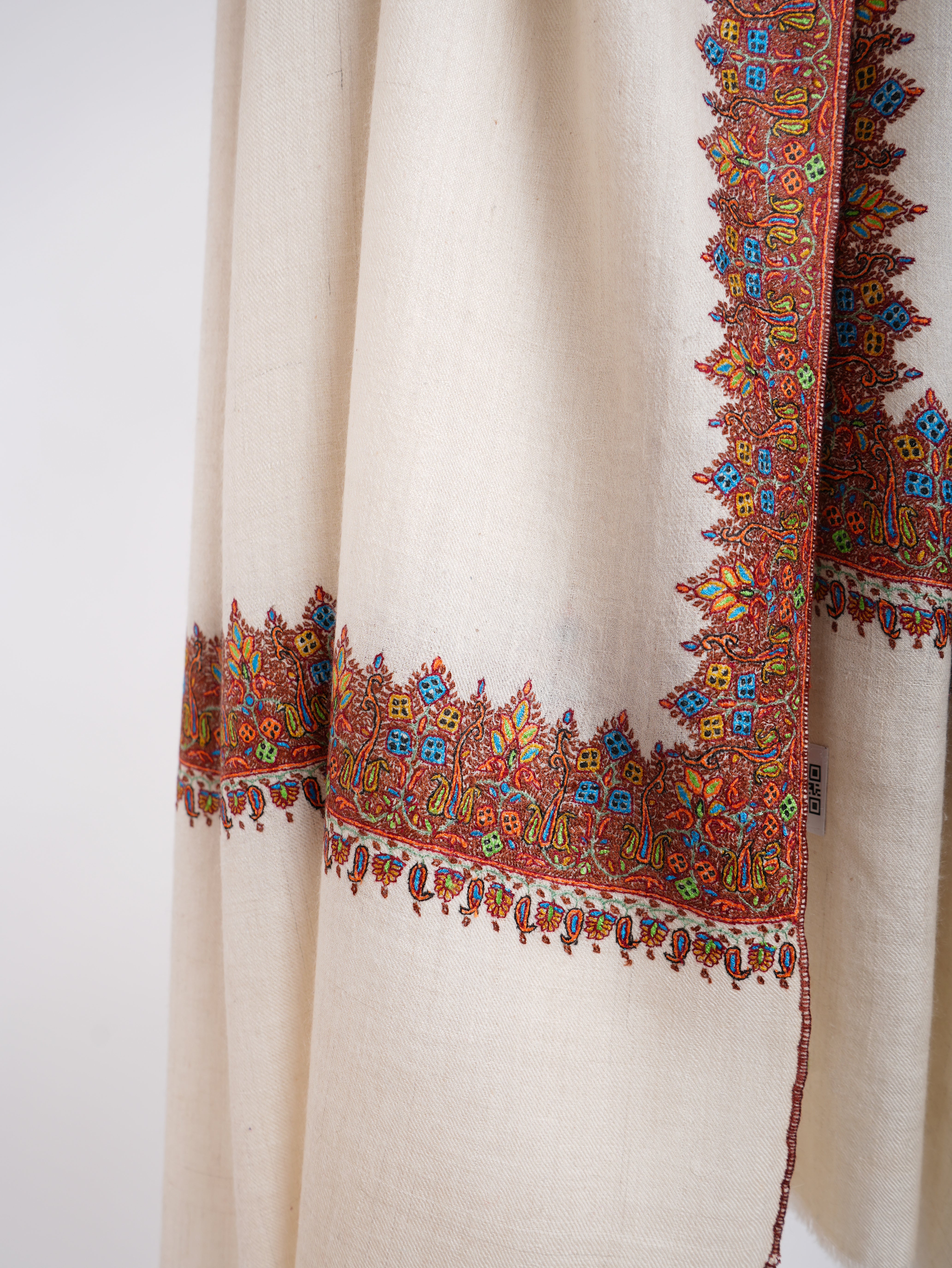 Pashmina Royal Vagues Blanches Naturelles