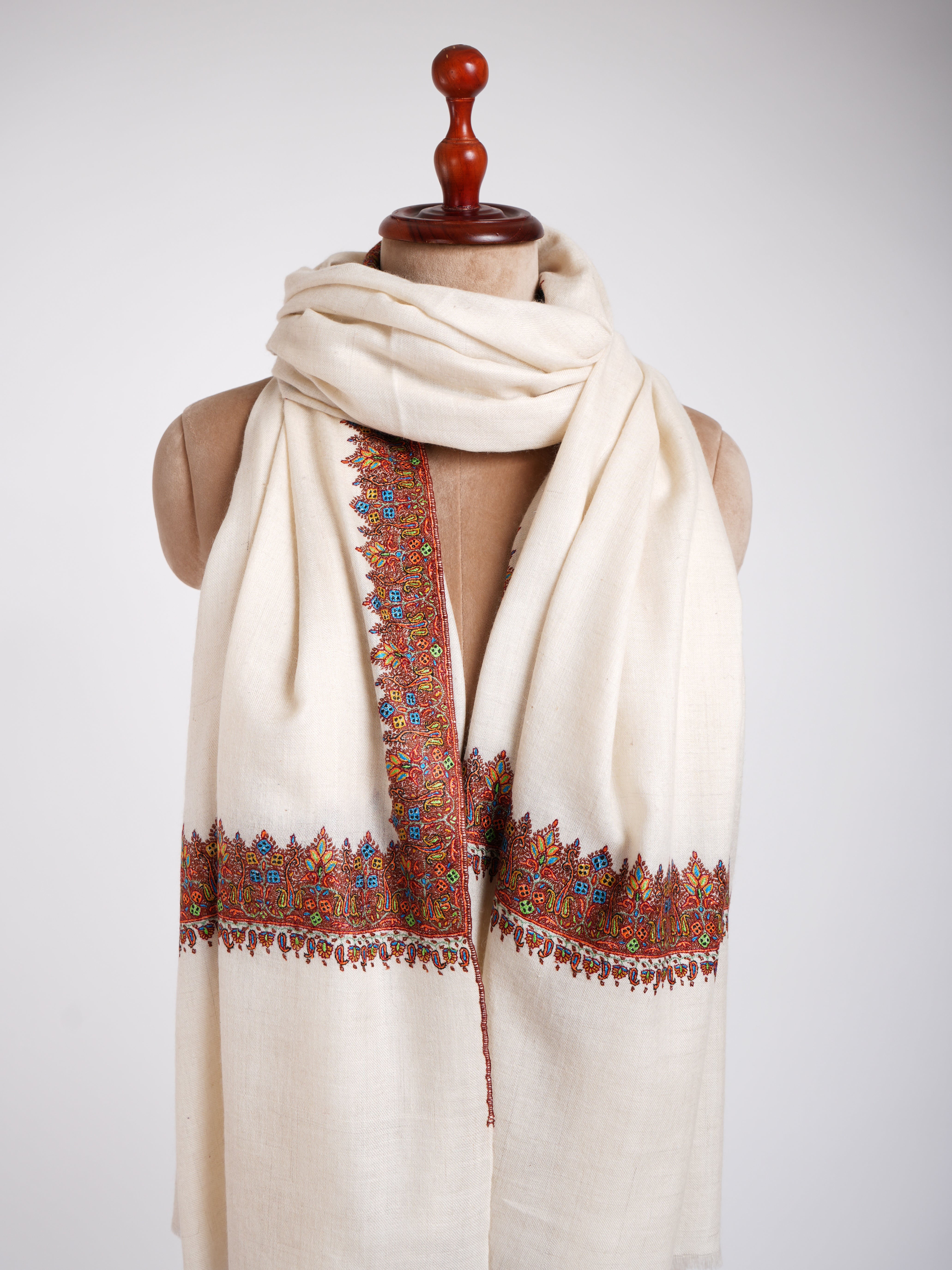 Pashmina Royal Vagues Blanches Naturelles