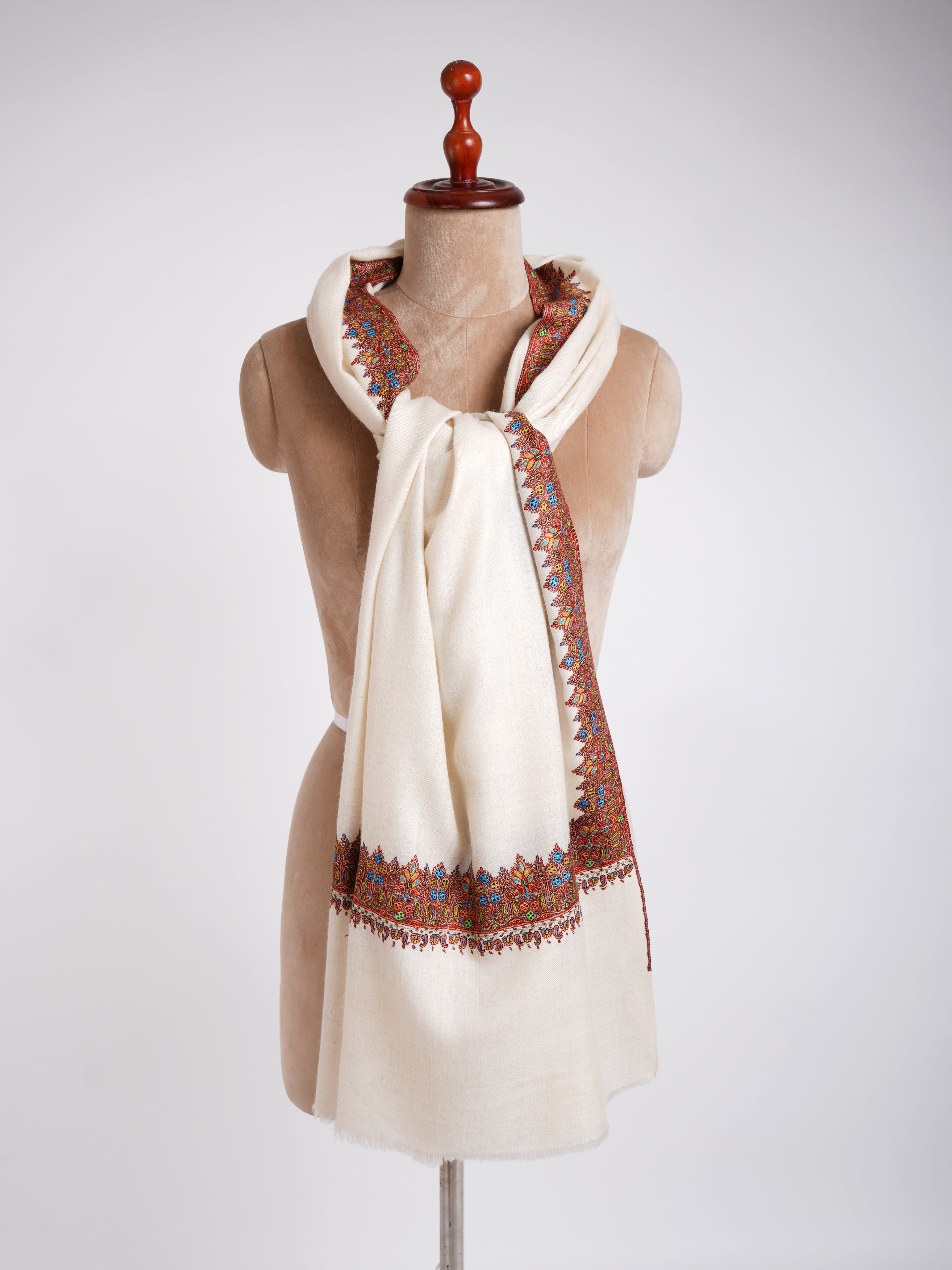 Pashmina Royal Vagues Blanches Naturelles
