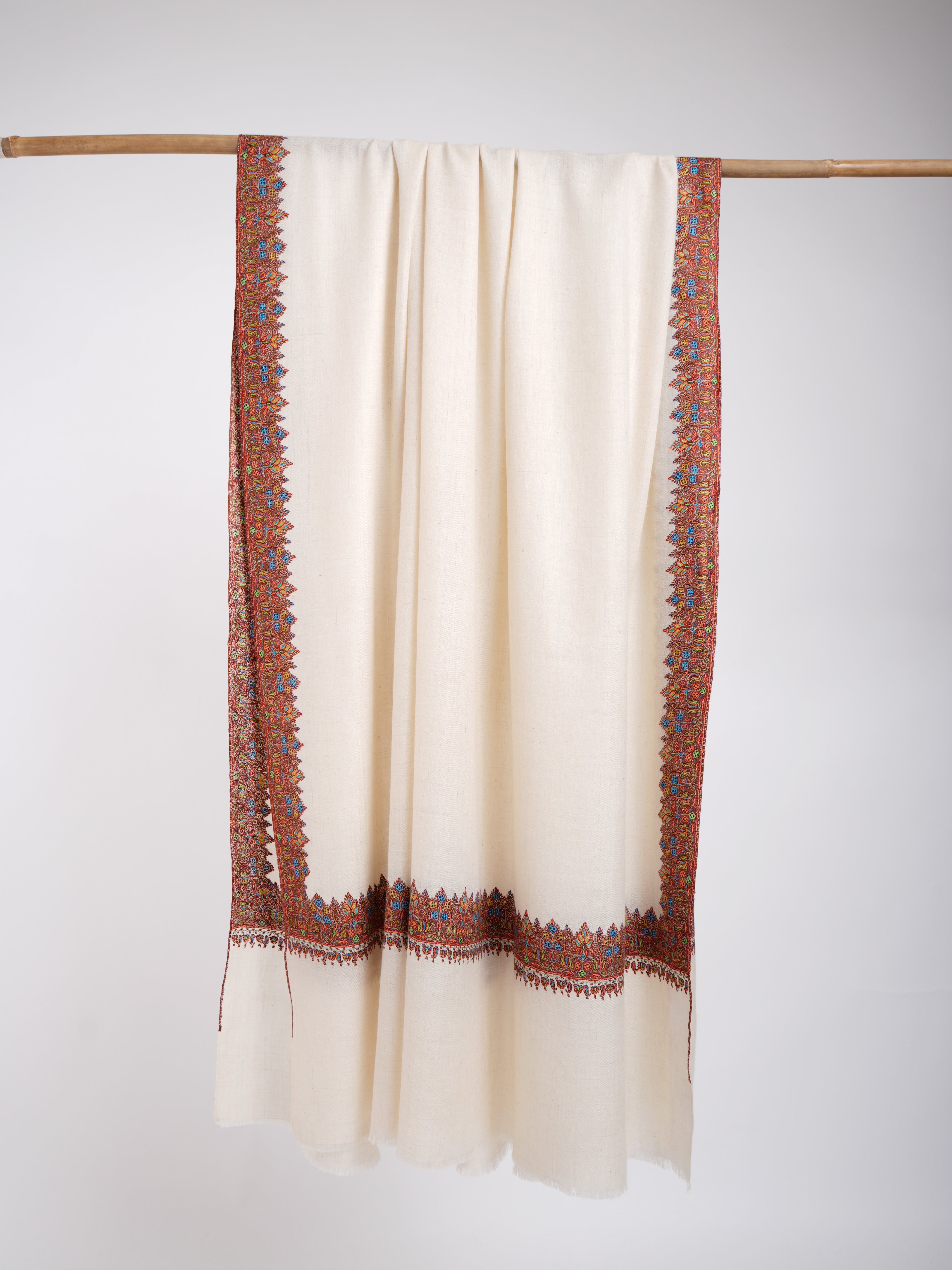 Pashmina Royal Vagues Blanches Naturelles