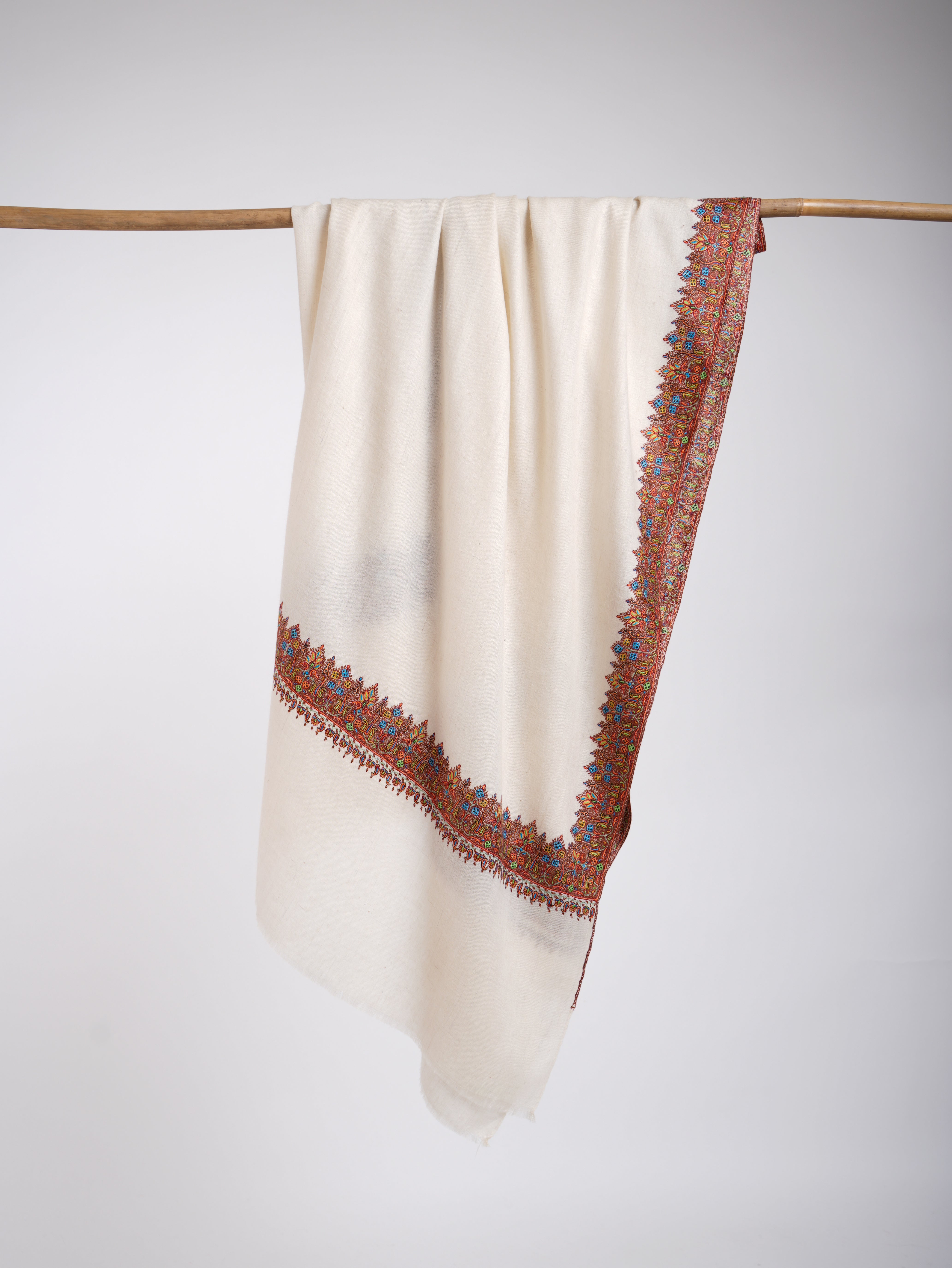 Pashmina Royal Vagues Blanches Naturelles