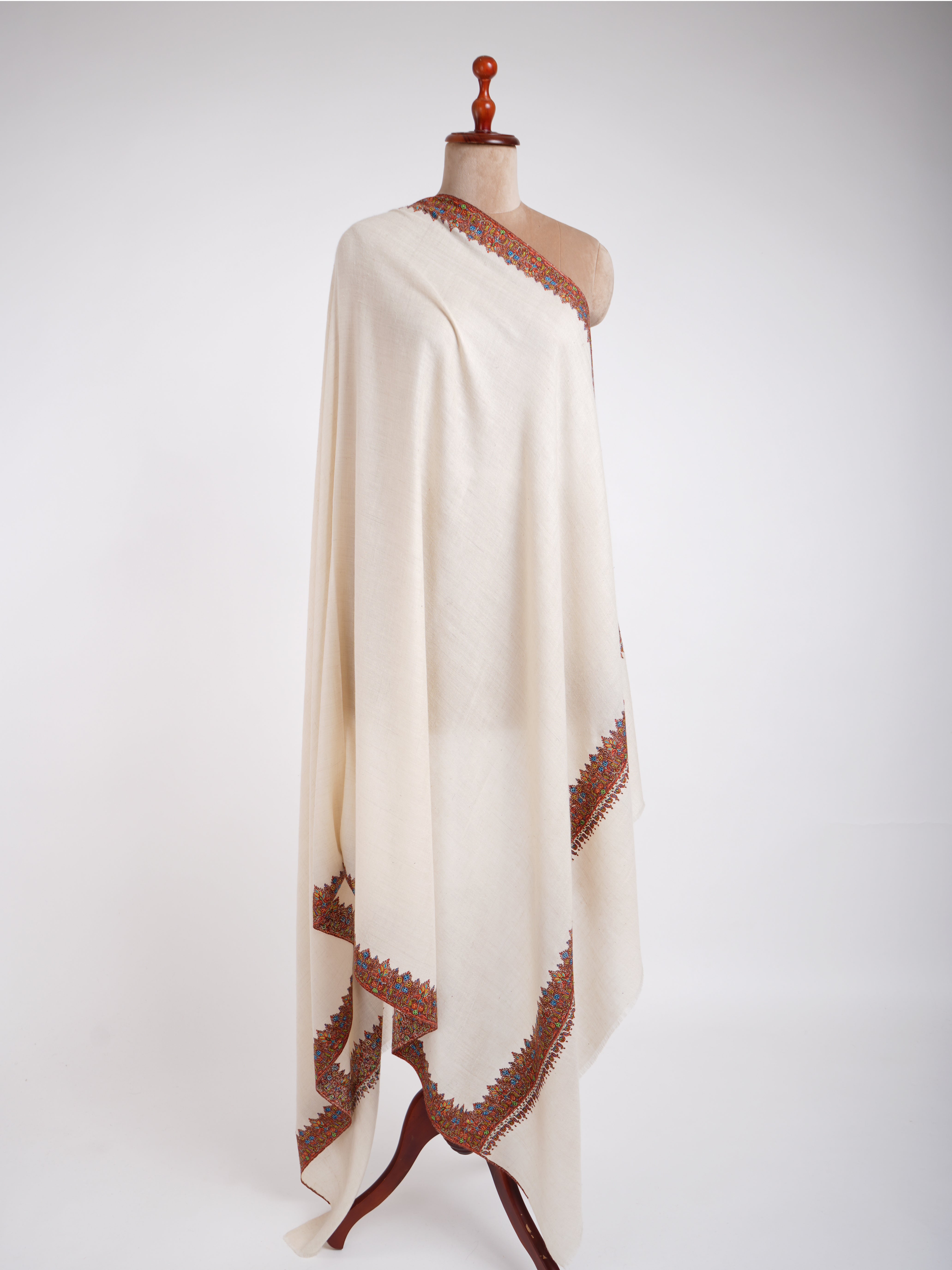 Pashmina Royal Vagues Blanches Naturelles