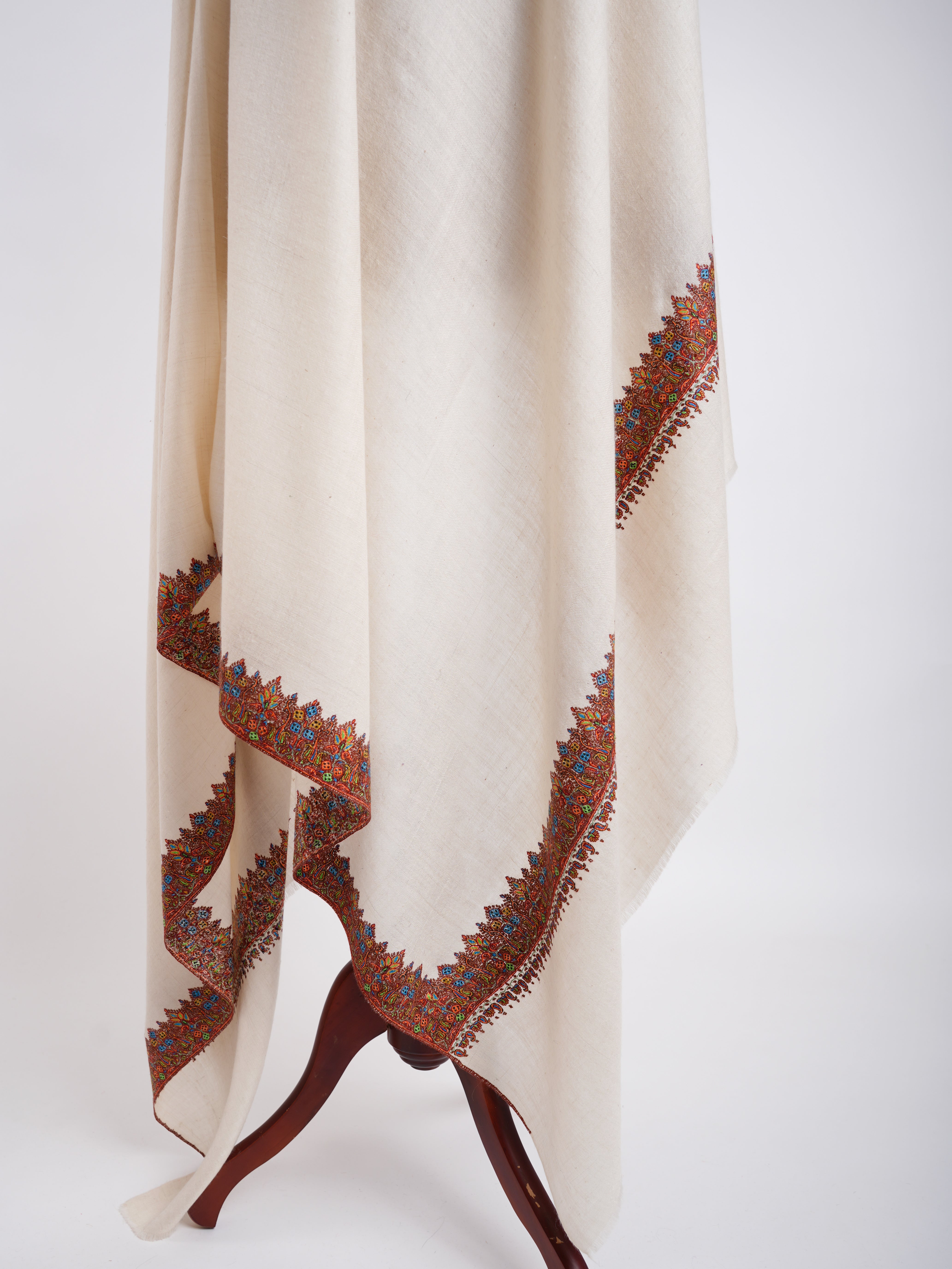 Pashmina Royal Vagues Blanches Naturelles