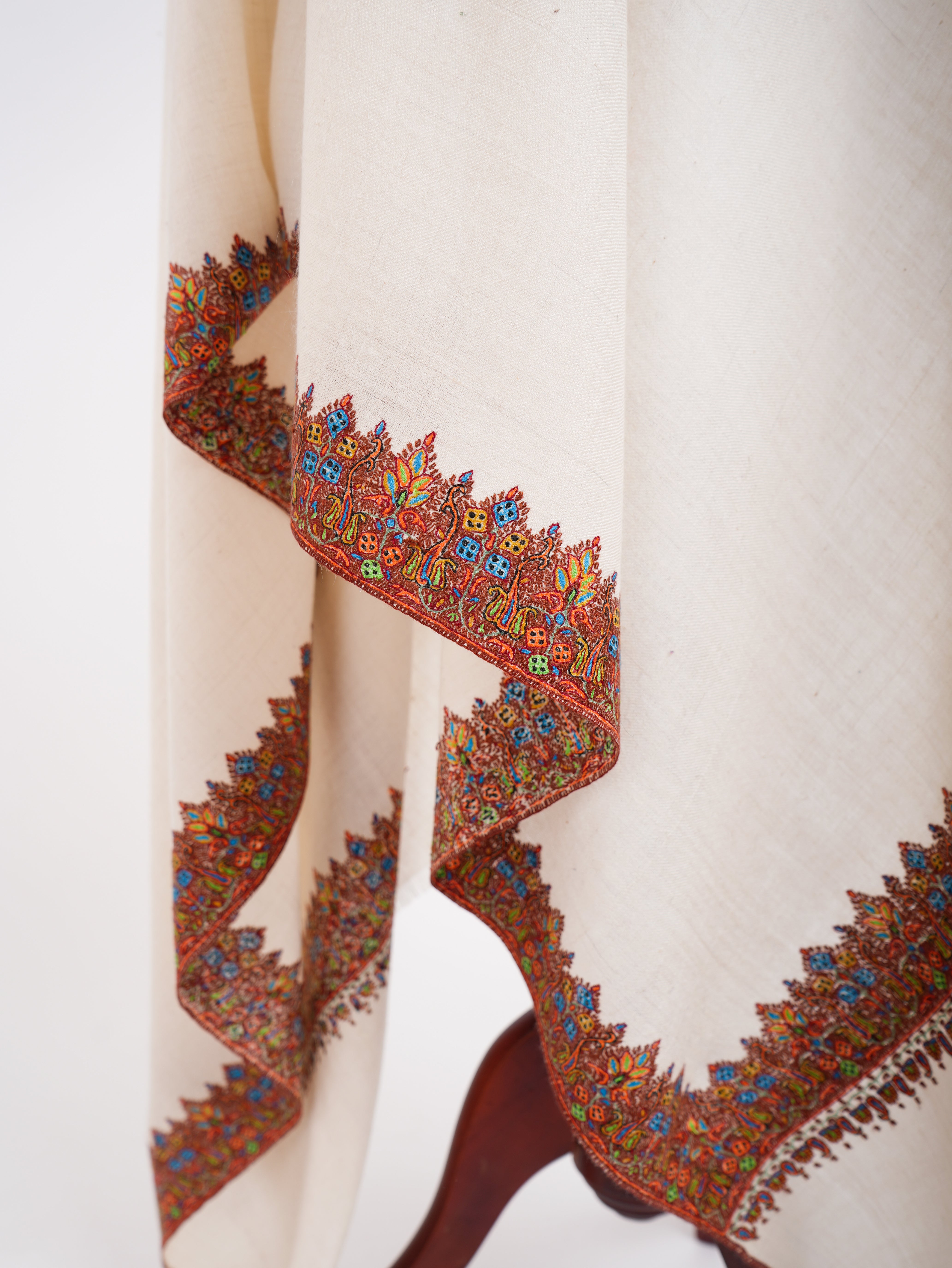 Pashmina Royal Vagues Blanches Naturelles