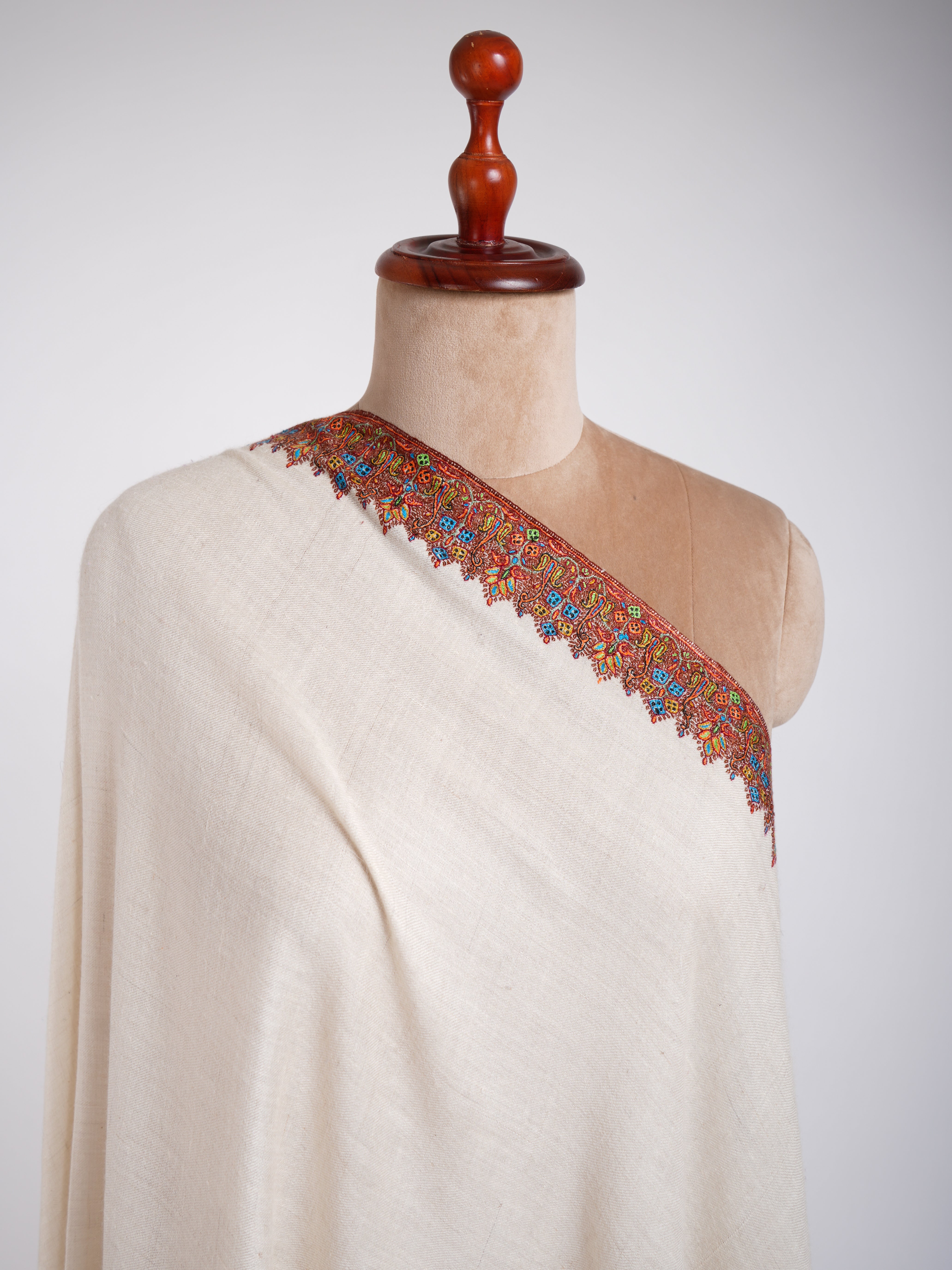 Pashmina Royal Vagues Blanches Naturelles