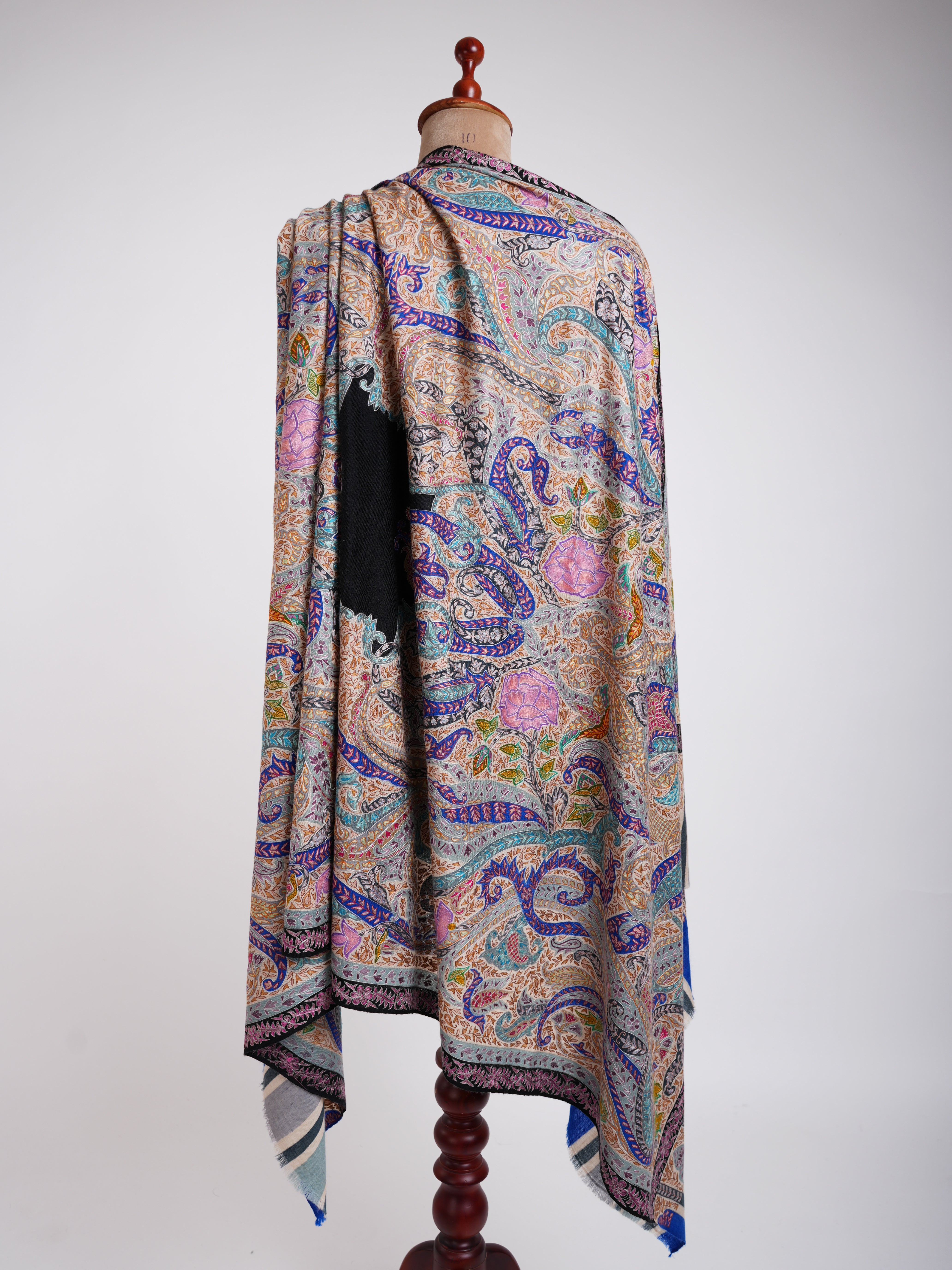 Châle Kalamkari Pashmina brodé à la main en soie d’art