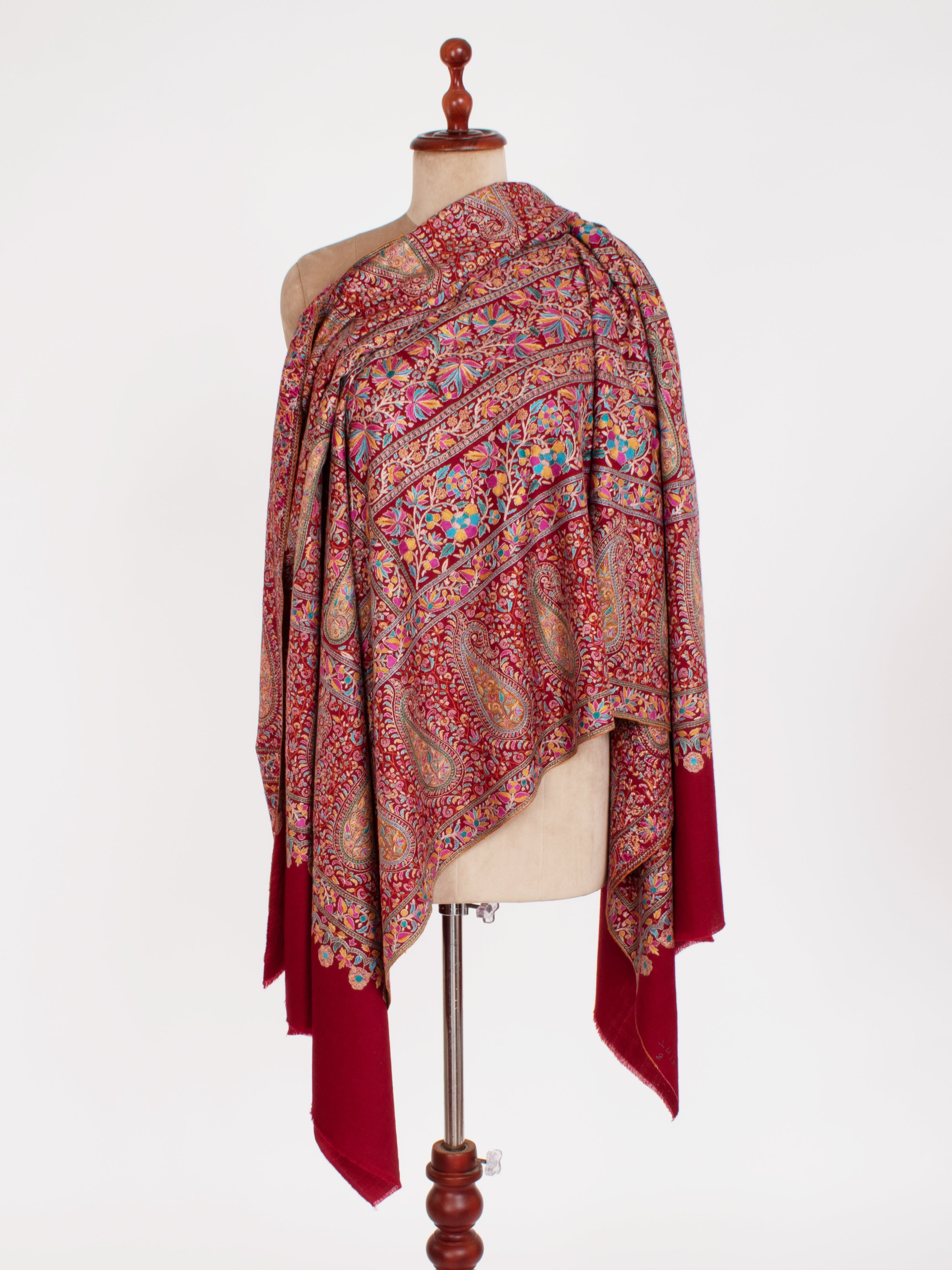 Scialle nuziale Jamavar Pashmina marrone Sozni