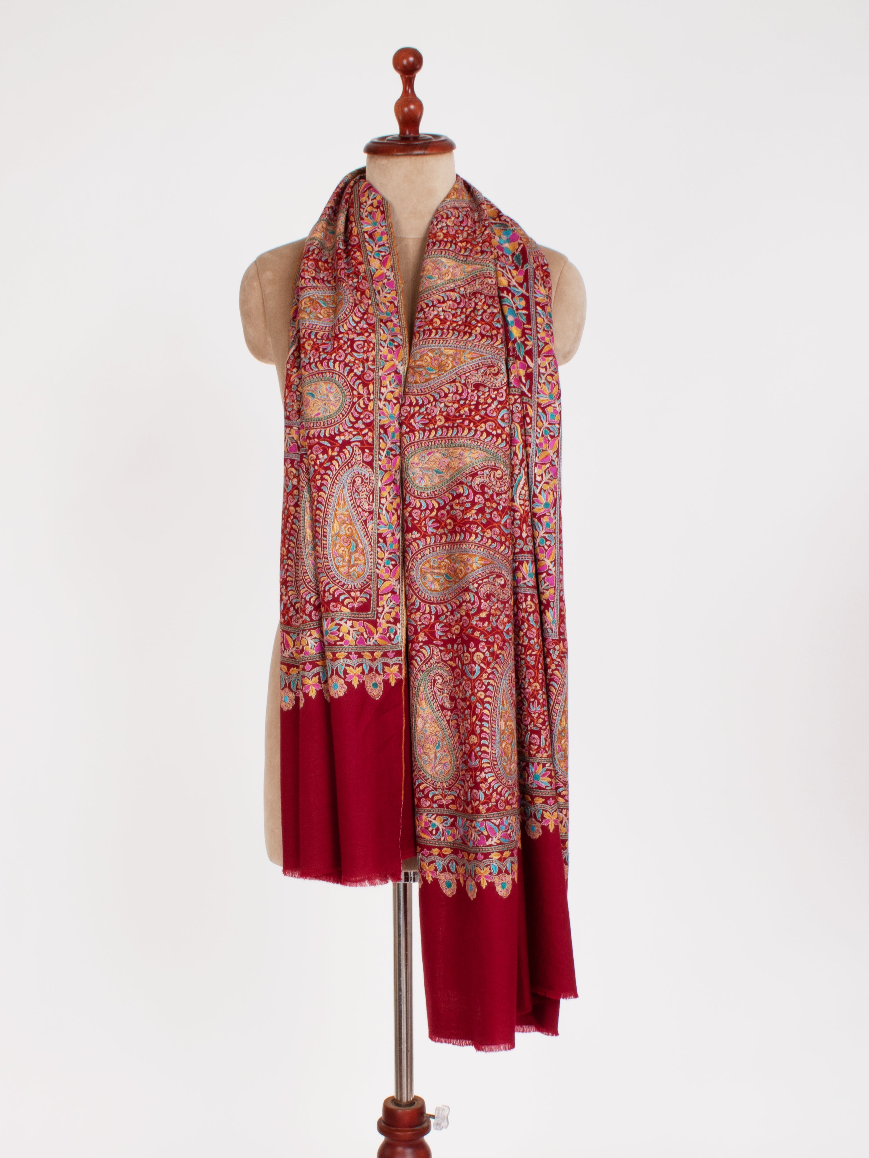Scialle nuziale Jamavar Pashmina marrone Sozni