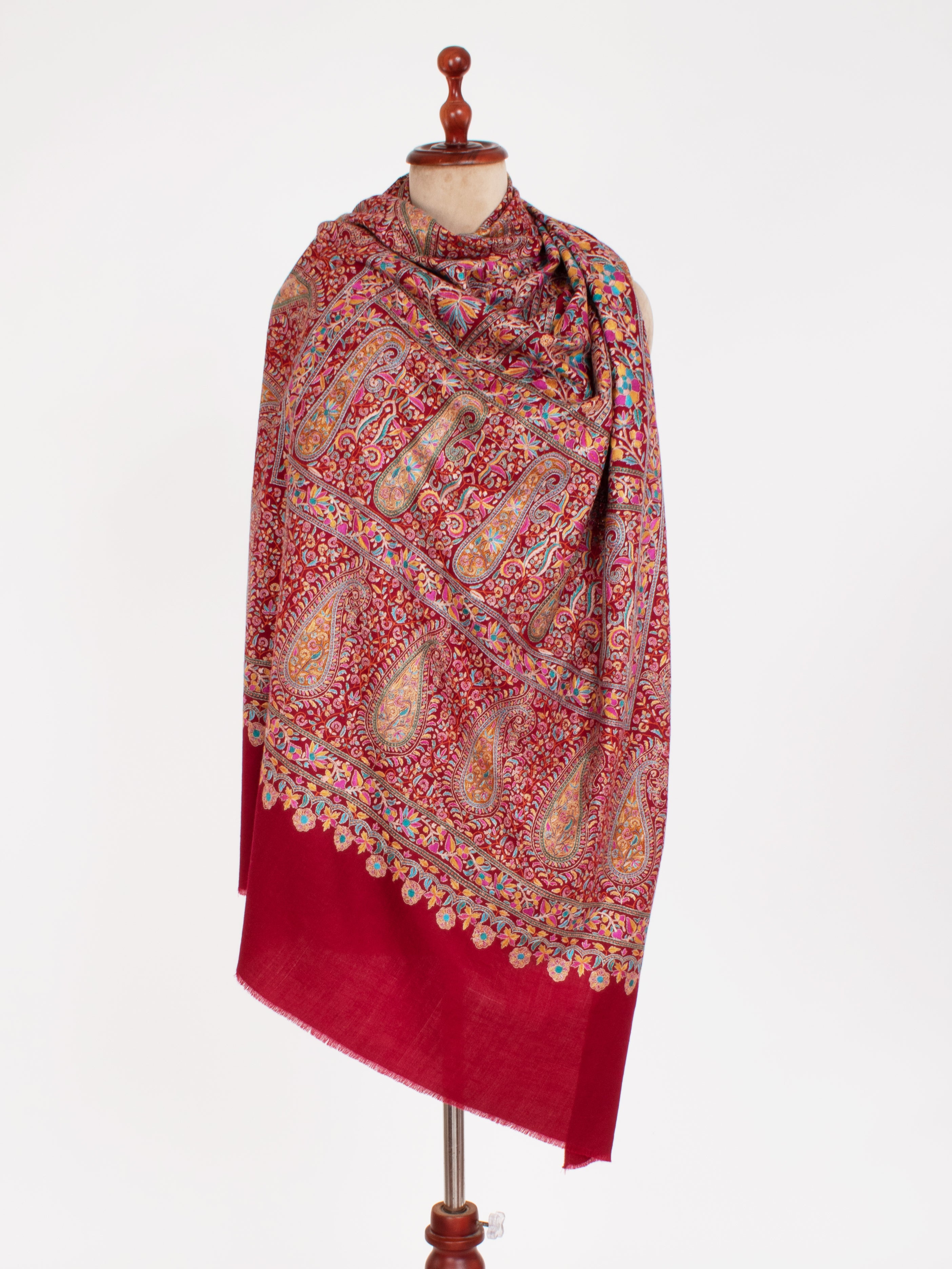 Scialle nuziale Jamavar Pashmina marrone Sozni