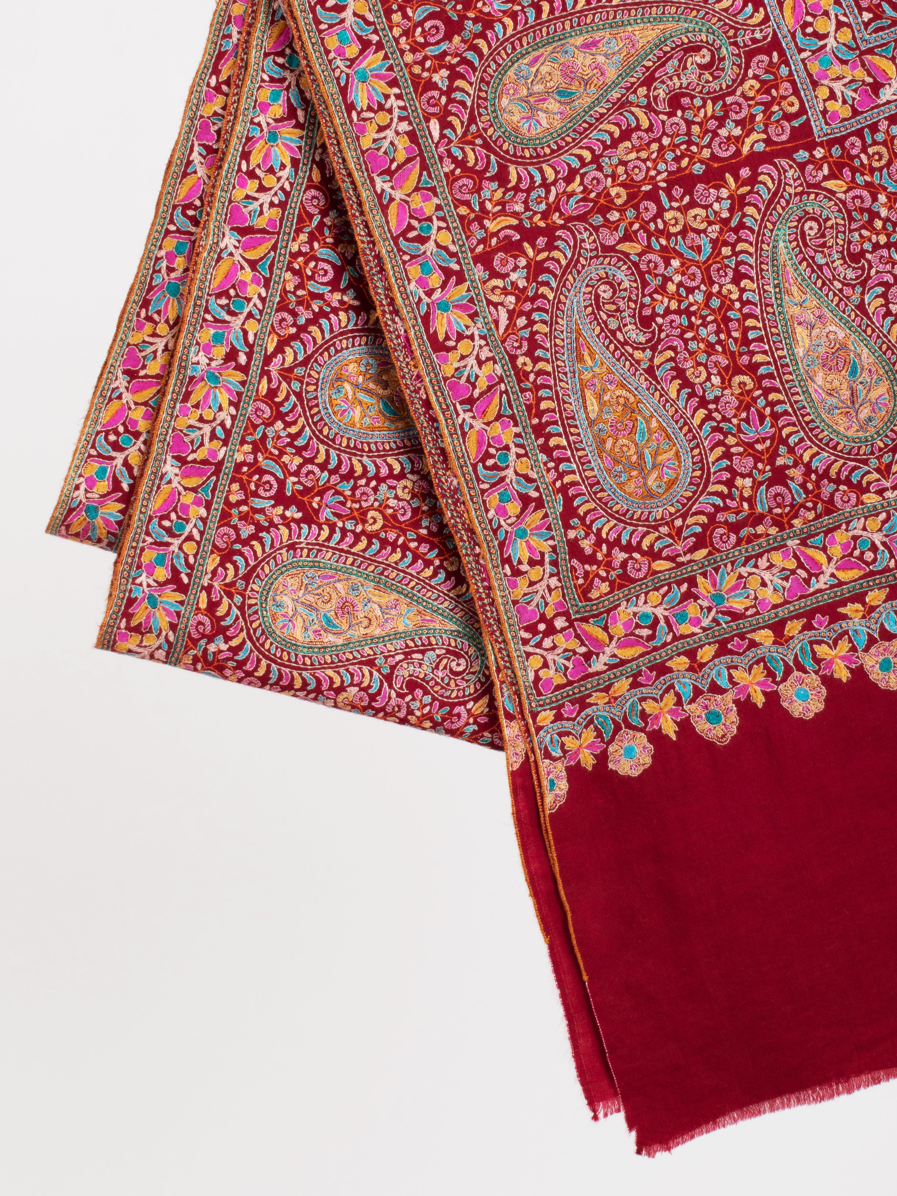Scialle nuziale Jamavar Pashmina marrone Sozni