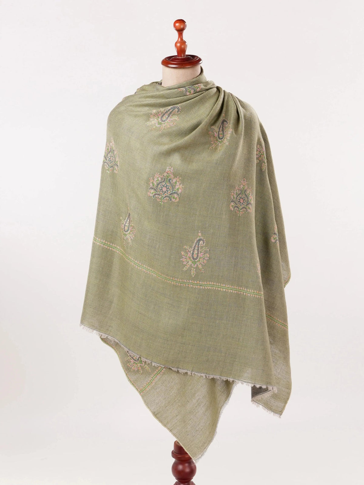 Dualtone Handwoven Pashmina Shawl with Buteh Hand Embroidery