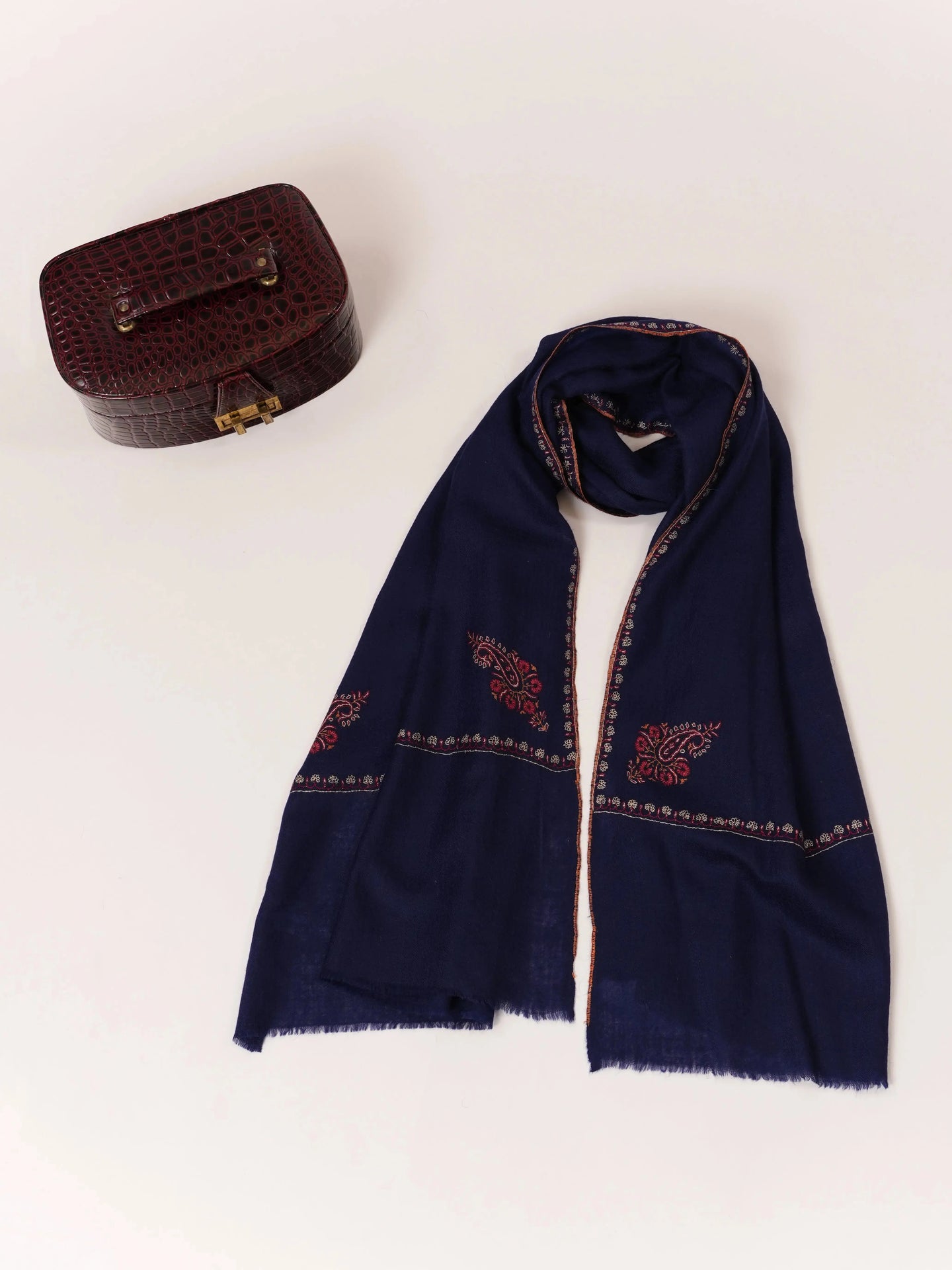 Navy Blue Baby Soft Handwoven Cashmere Scarf Shahkaar.com