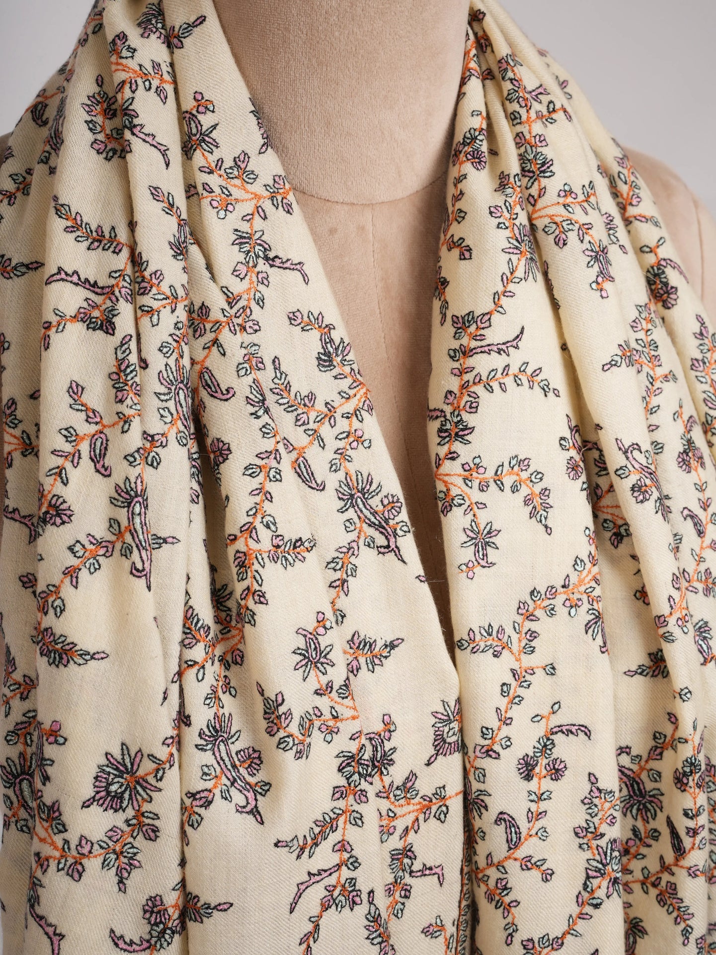 Fine Detailed Rutabaga Color Pashmina Shawl Shahkaar