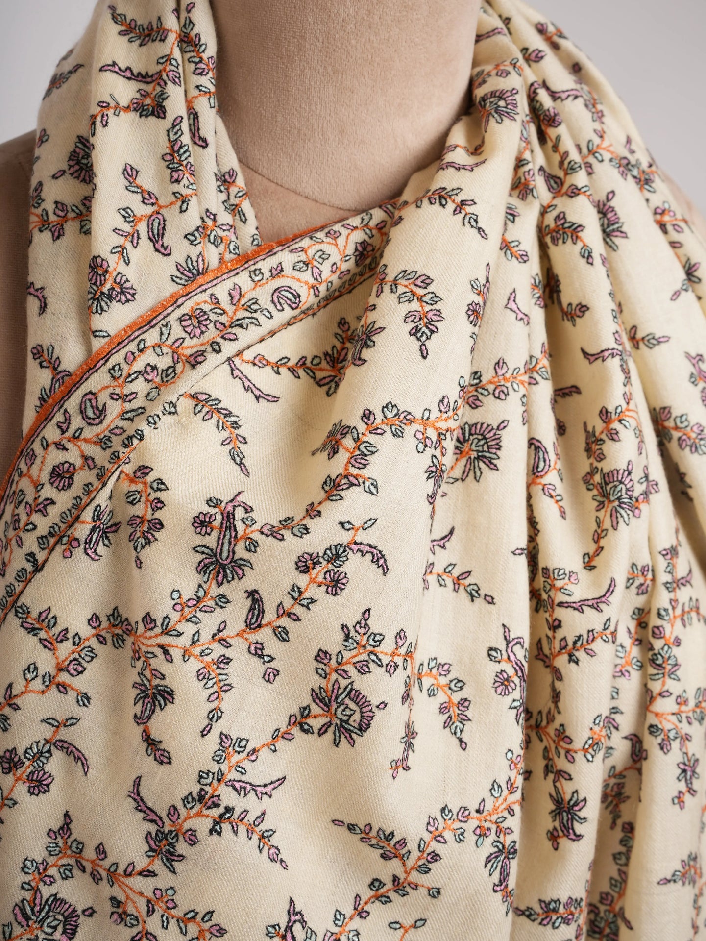 Fine Detailed Rutabaga Color Pashmina Shawl Shahkaar