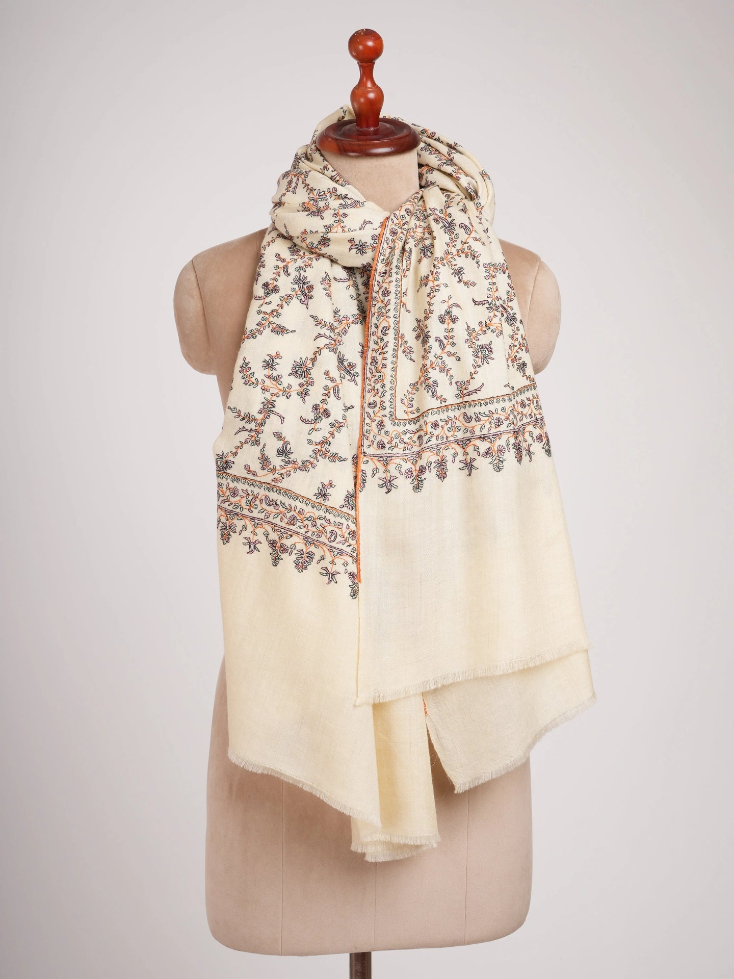 Fine Detailed Rutabaga Color Pashmina Shawl Shahkaar