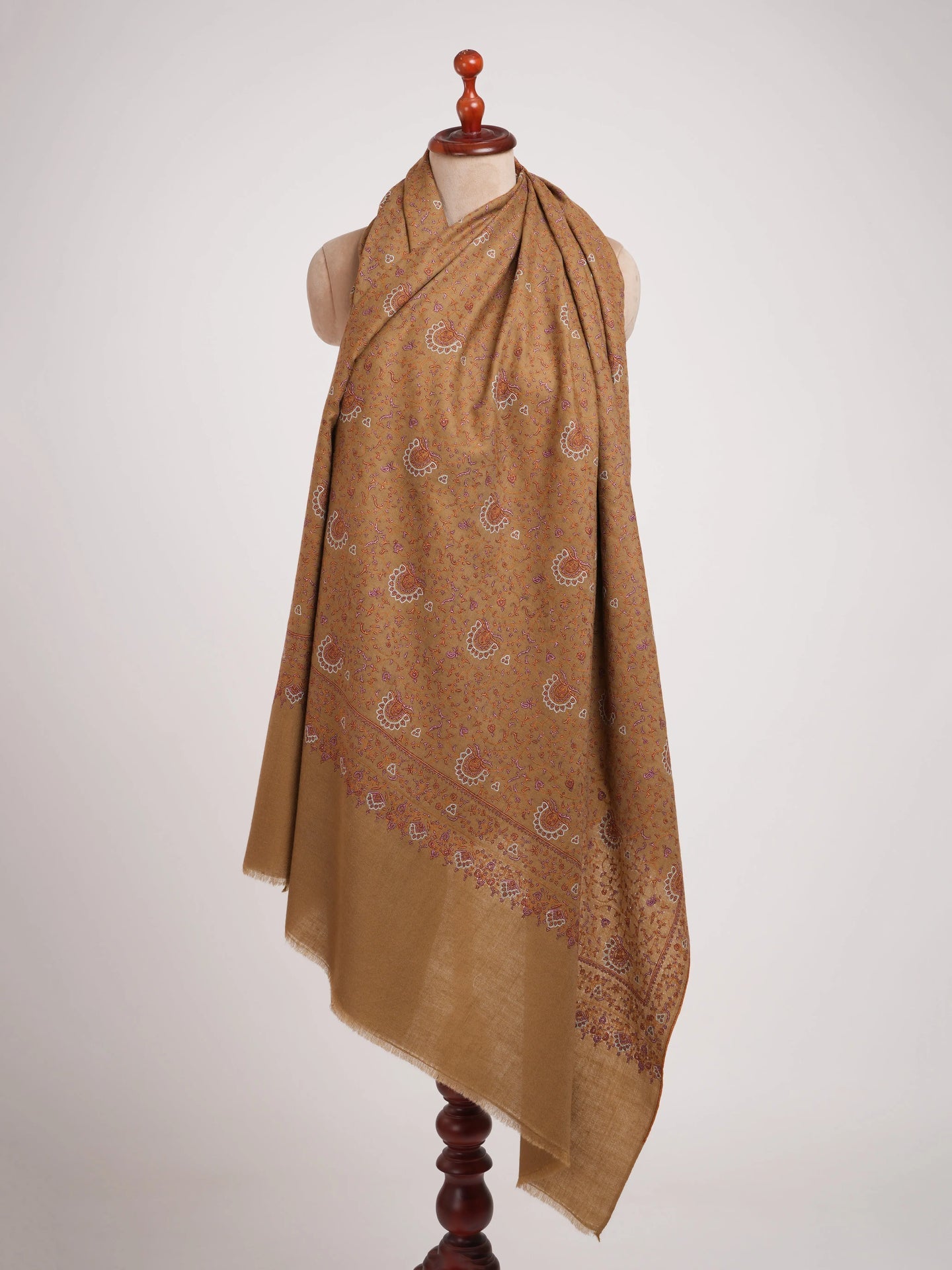 Fine Sozni Embroidered Authentic Pashmina Shawl Shahkaar