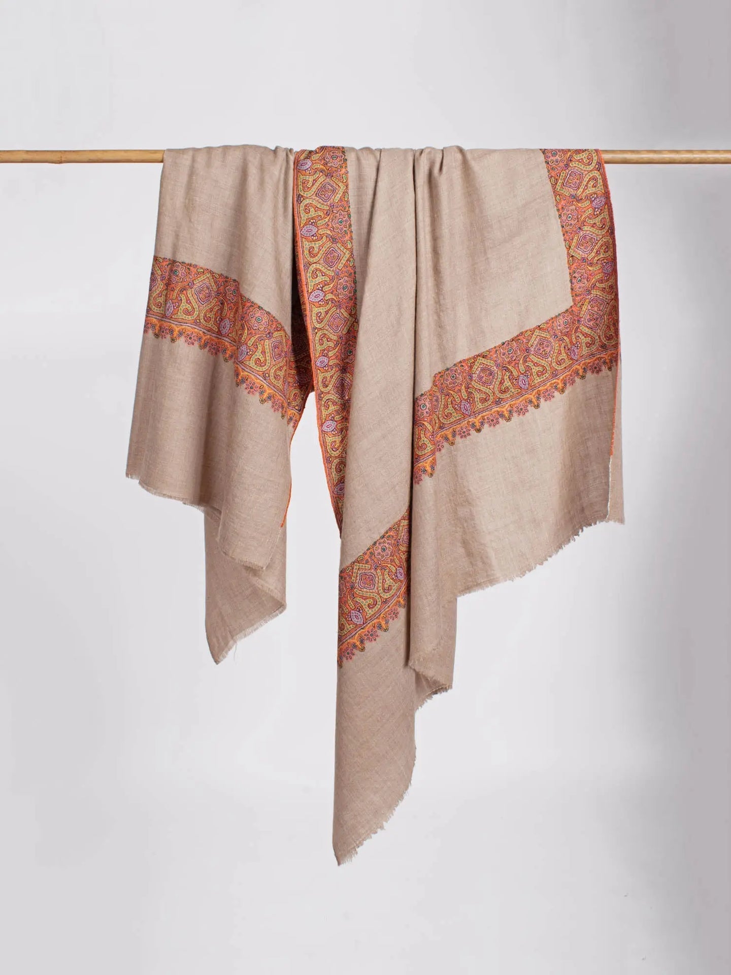 Gray Daur Dar Embroidered Formal Pashmina Shawl Shahkaar