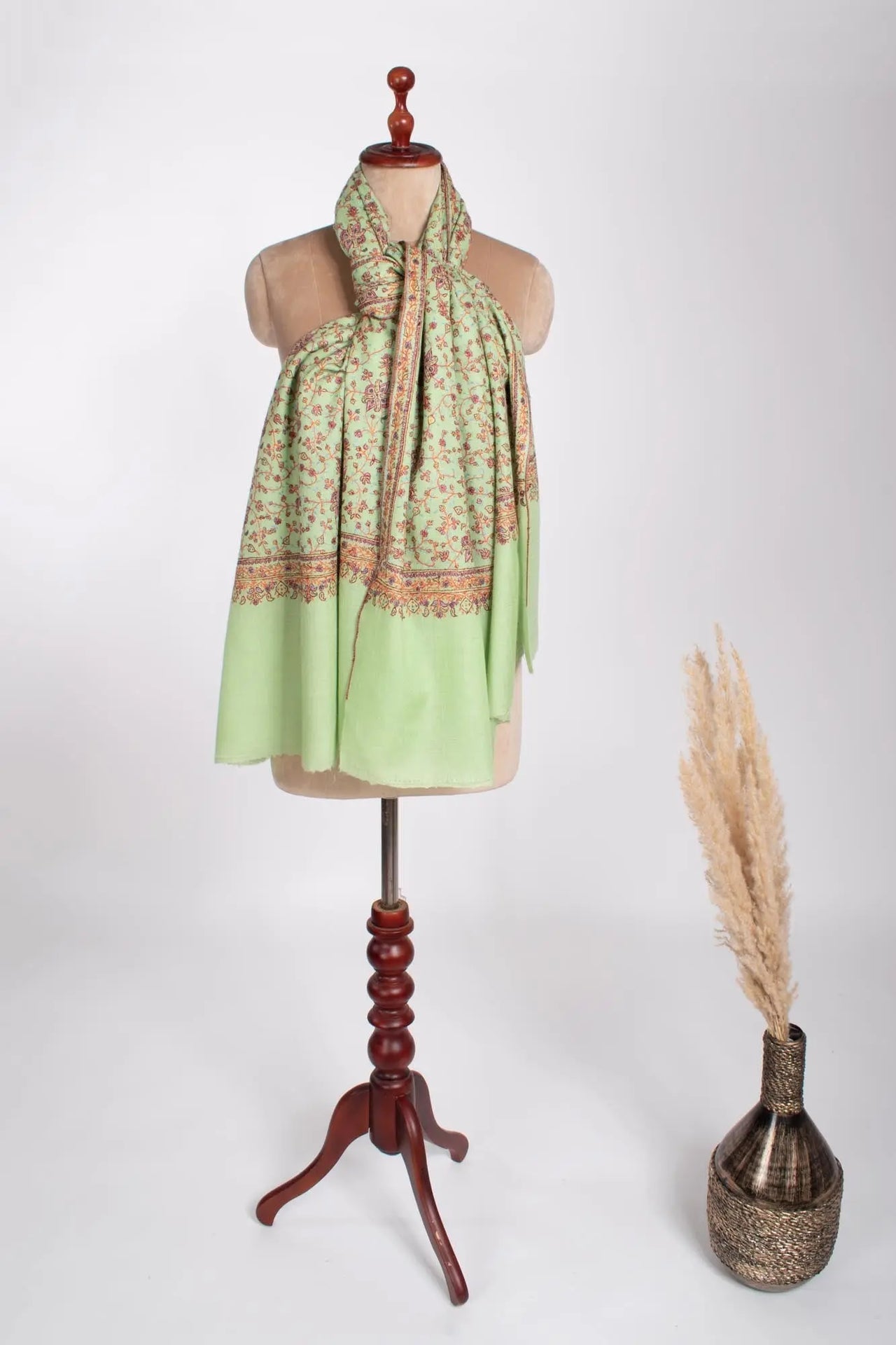 Green Jaali Kashmiri Pashmina Shawl - BHIWADI Shahkaar