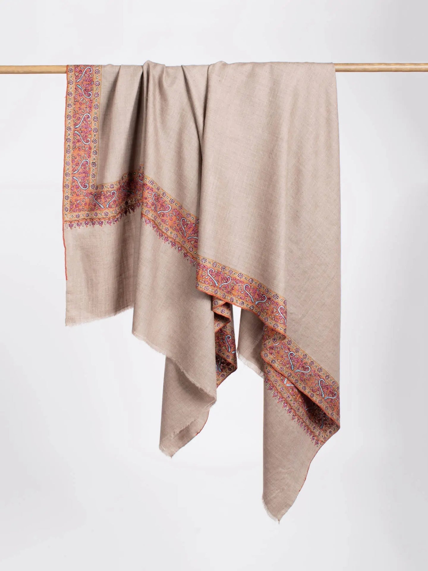 Grey Daur Dar Formal Cashmere Shawl Shahkaar