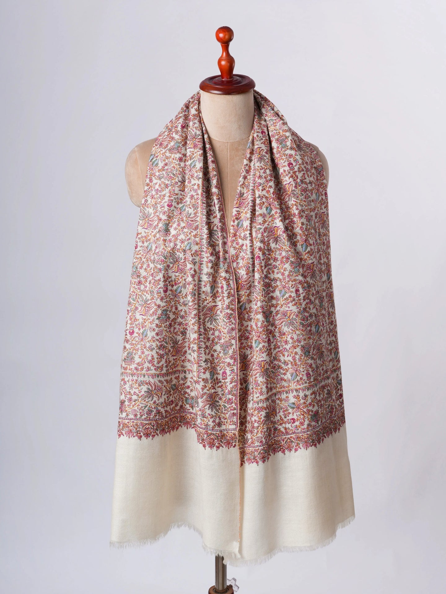 Hand Spun Silk Embroidered Exclusive Pashmina - GREELEY Shahkaar