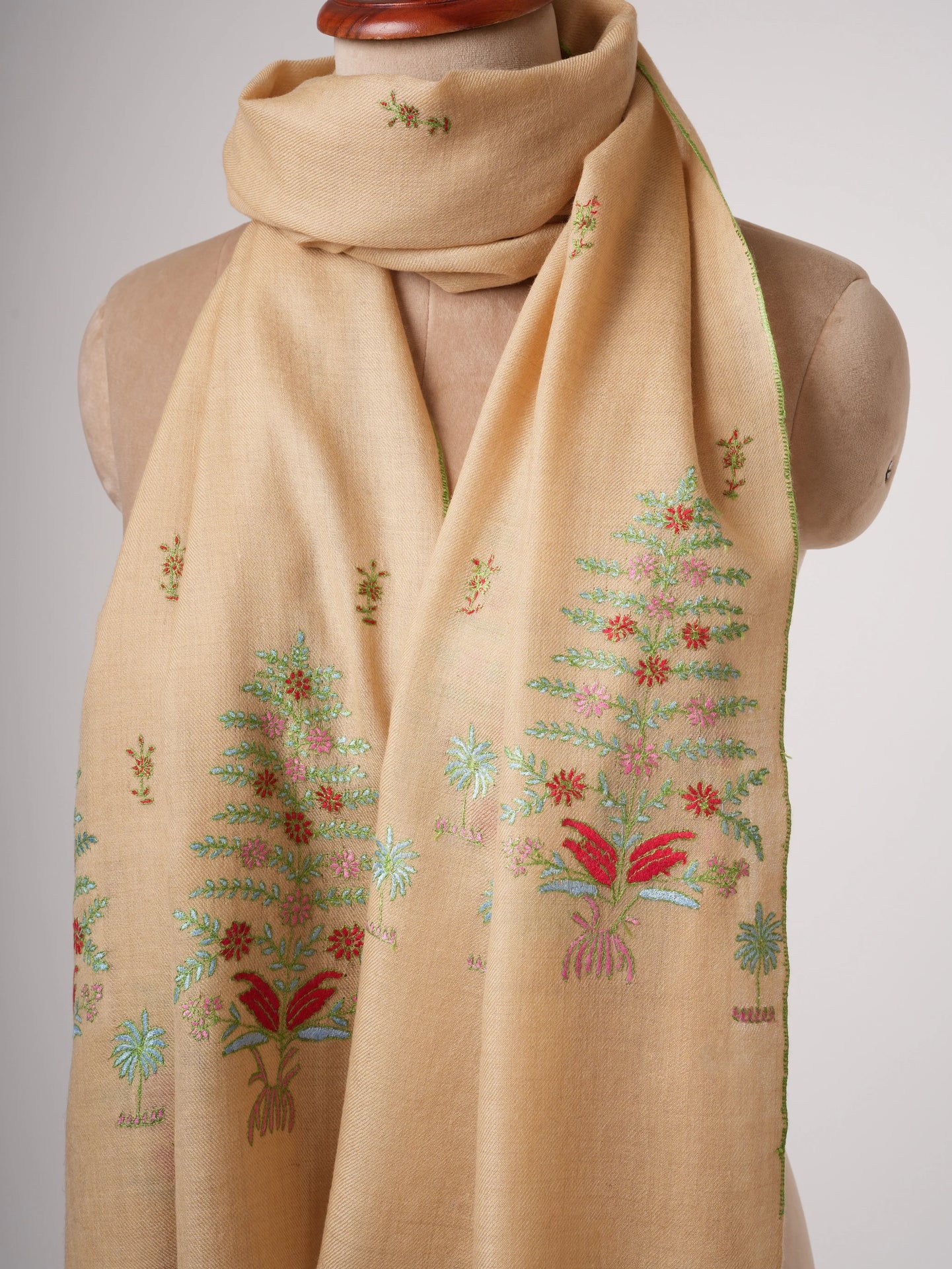 Handloomed Cashmere Scarf with Fine Hand Embroidery Shahkaar