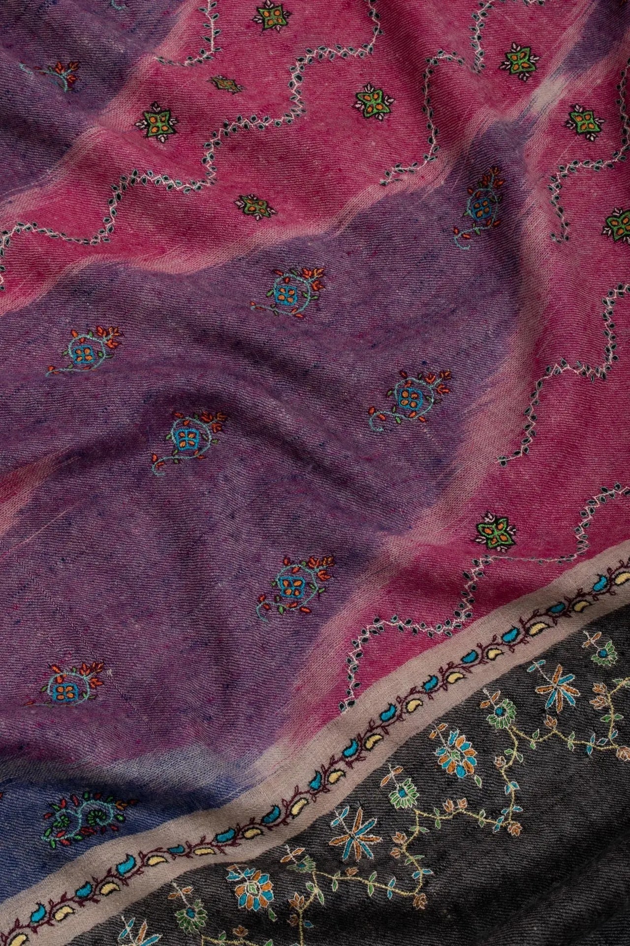 Handloomed Ikat Pashmina With Embroidery - BARMER Shahkaar