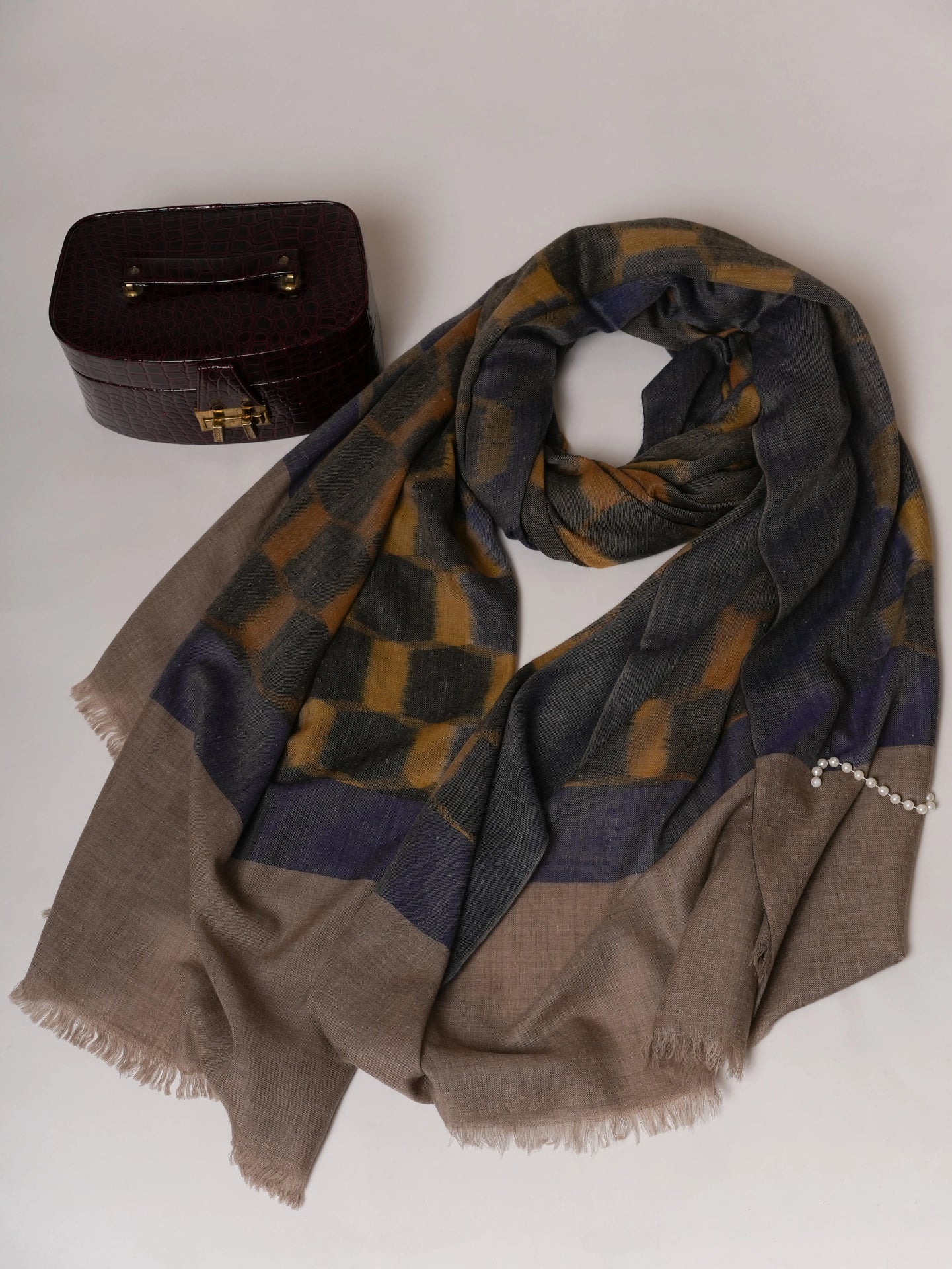 Handloomed Oversized Ikat Soft Pashmina Shawl Shahkaar