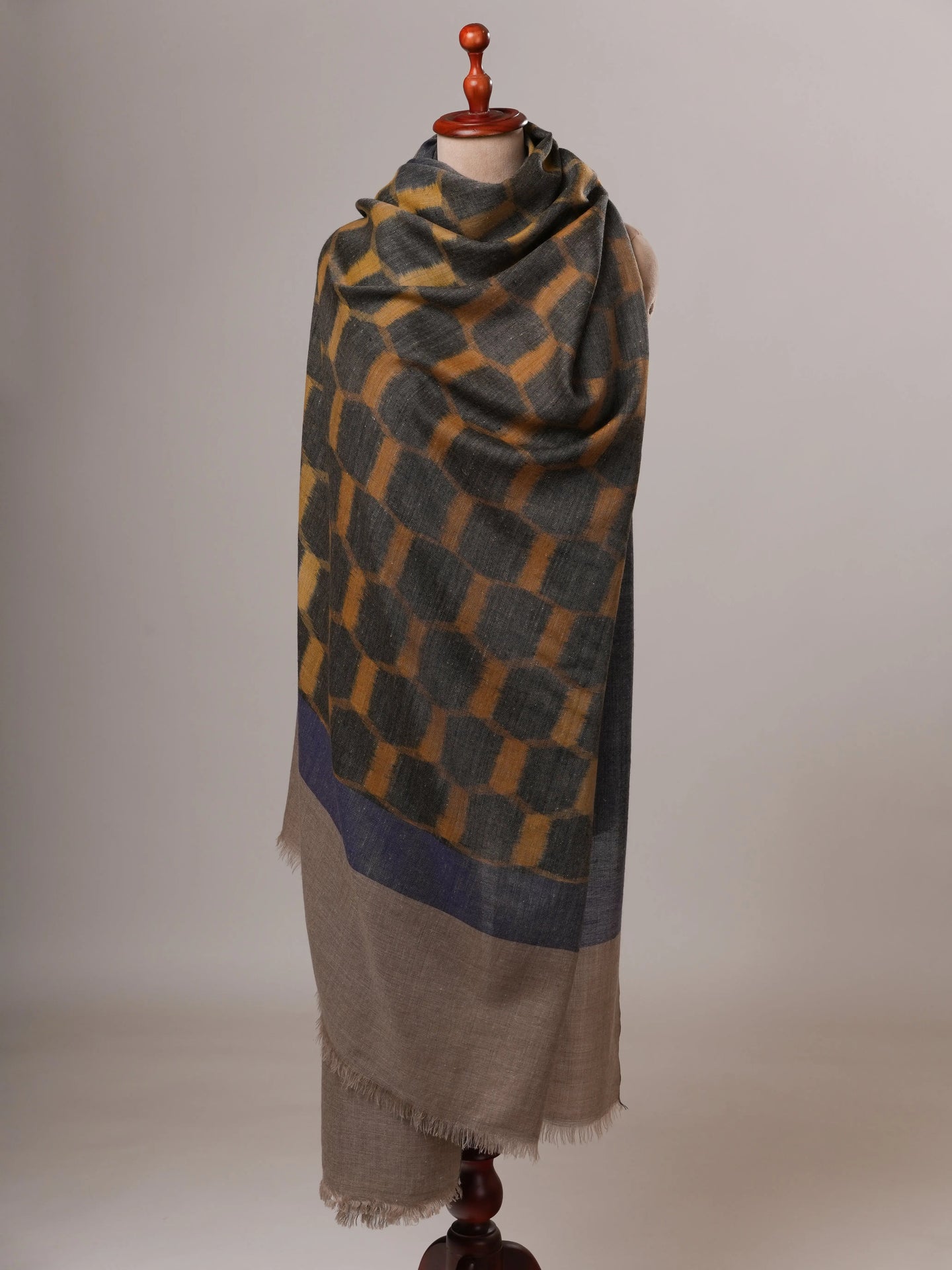Handloomed Oversized Ikat Soft Pashmina Shawl Shahkaar