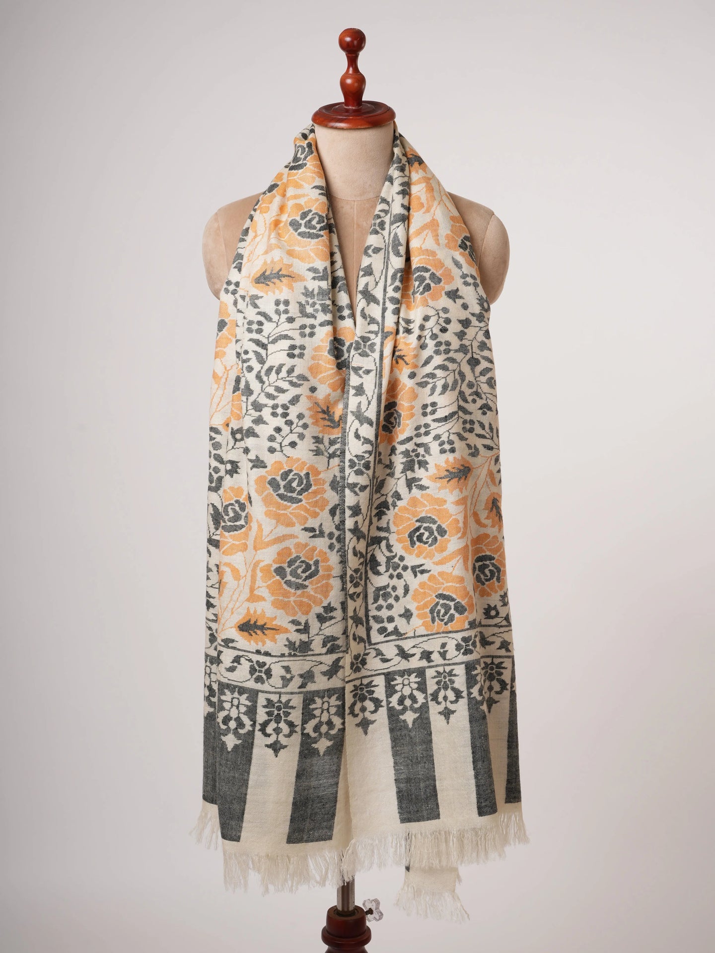 Handspun Luxuriously Soft Handwoven Kani Pashmina Jamavar Shawl Shahkaar