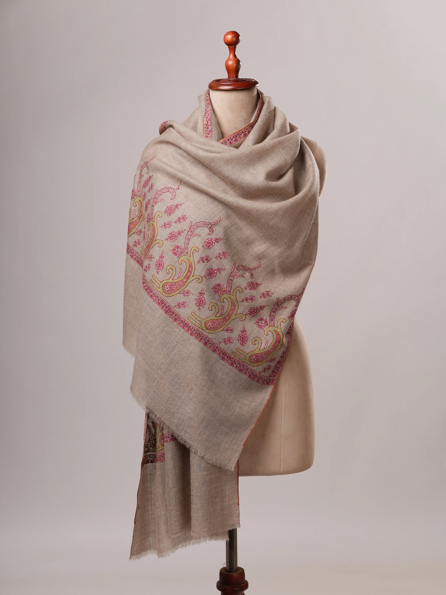 Handwoven Baby Soft Cashmere Scarf with Palla Hand Embroidery Shahkaar