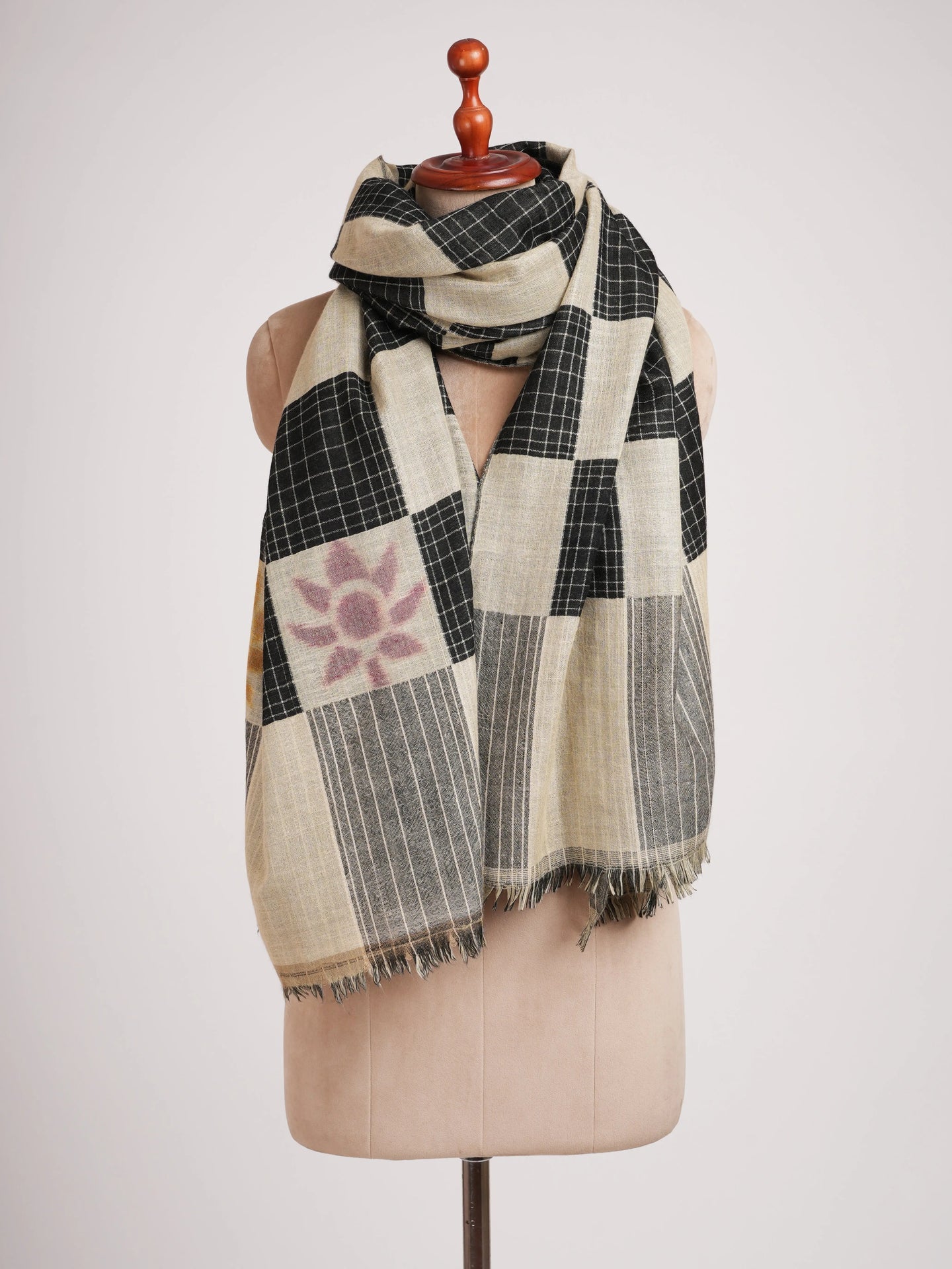 Handwoven Dorukha Dualshade Ikat Indian Shawl Shahkaar