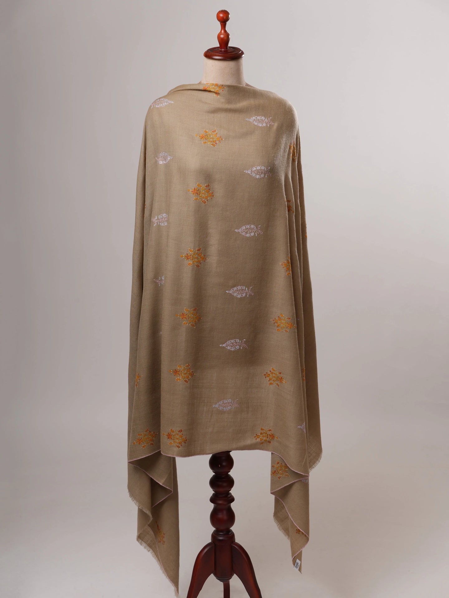 Handwoven Pashmina Shawl with Sozni Embroidered Buteh Shahkaar