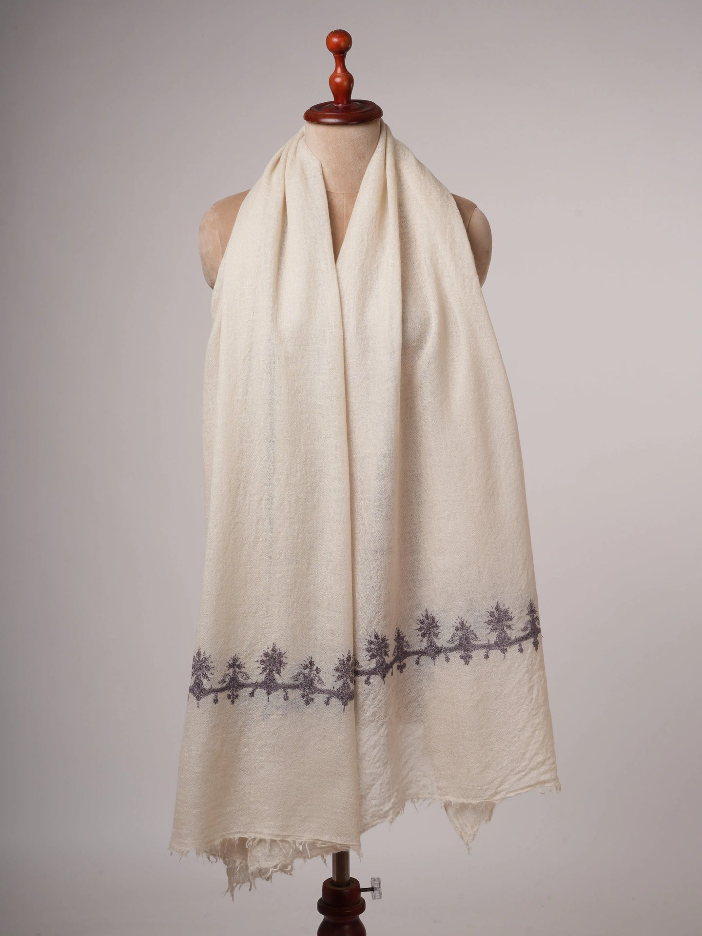 Lightweight Boiled Wool Shawl with Hand Embroidery Shahkaar