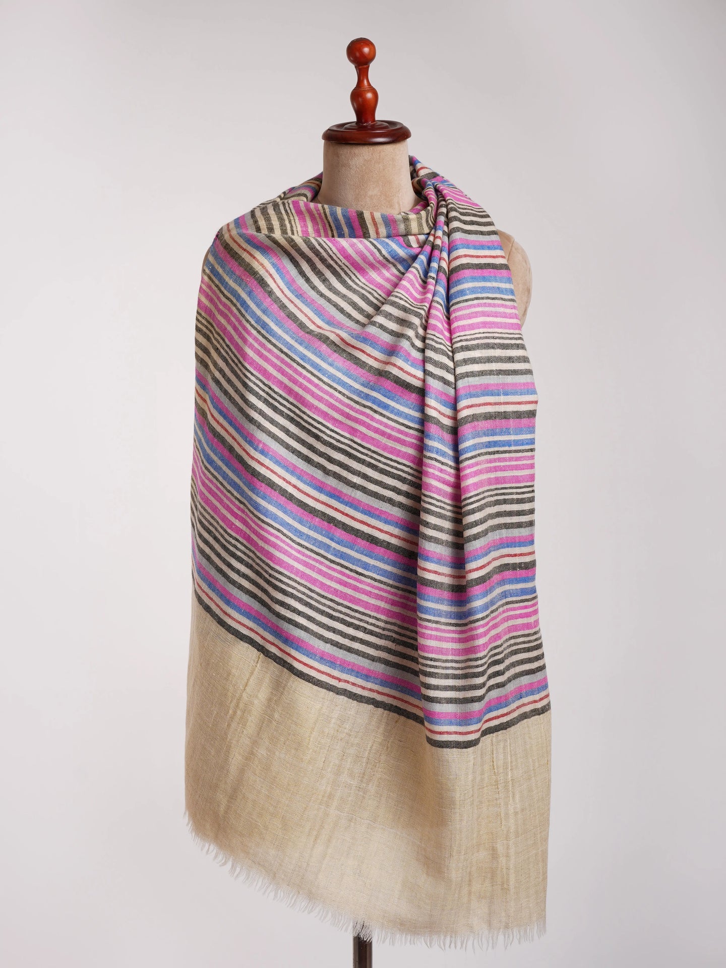 Multi Color Stripe Contemporary Pashmina Shawl Shahkaar